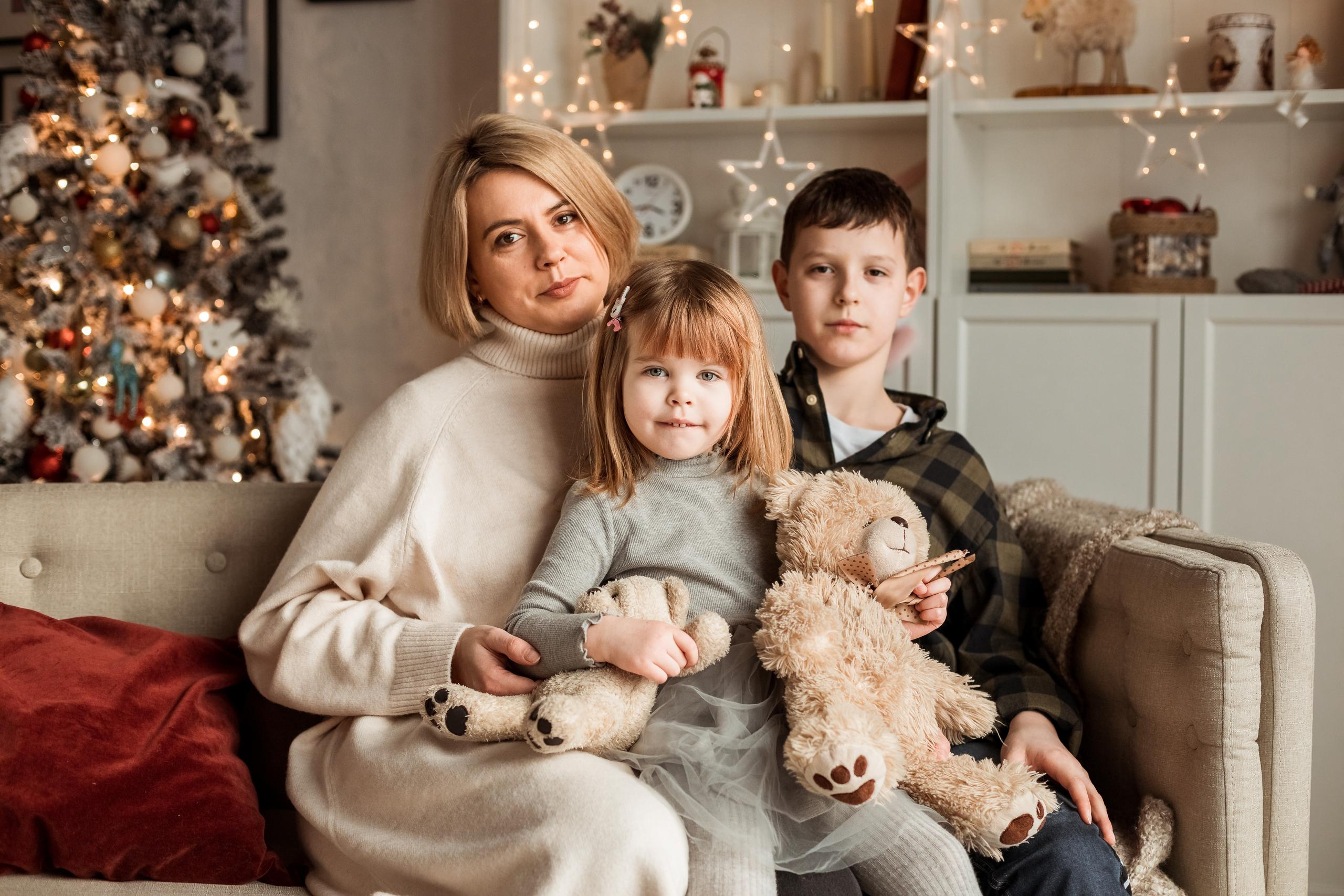 Новогодняя съемка для Светланы с детьми. Женский семейный фотограф Тула Москва Захарова Анна