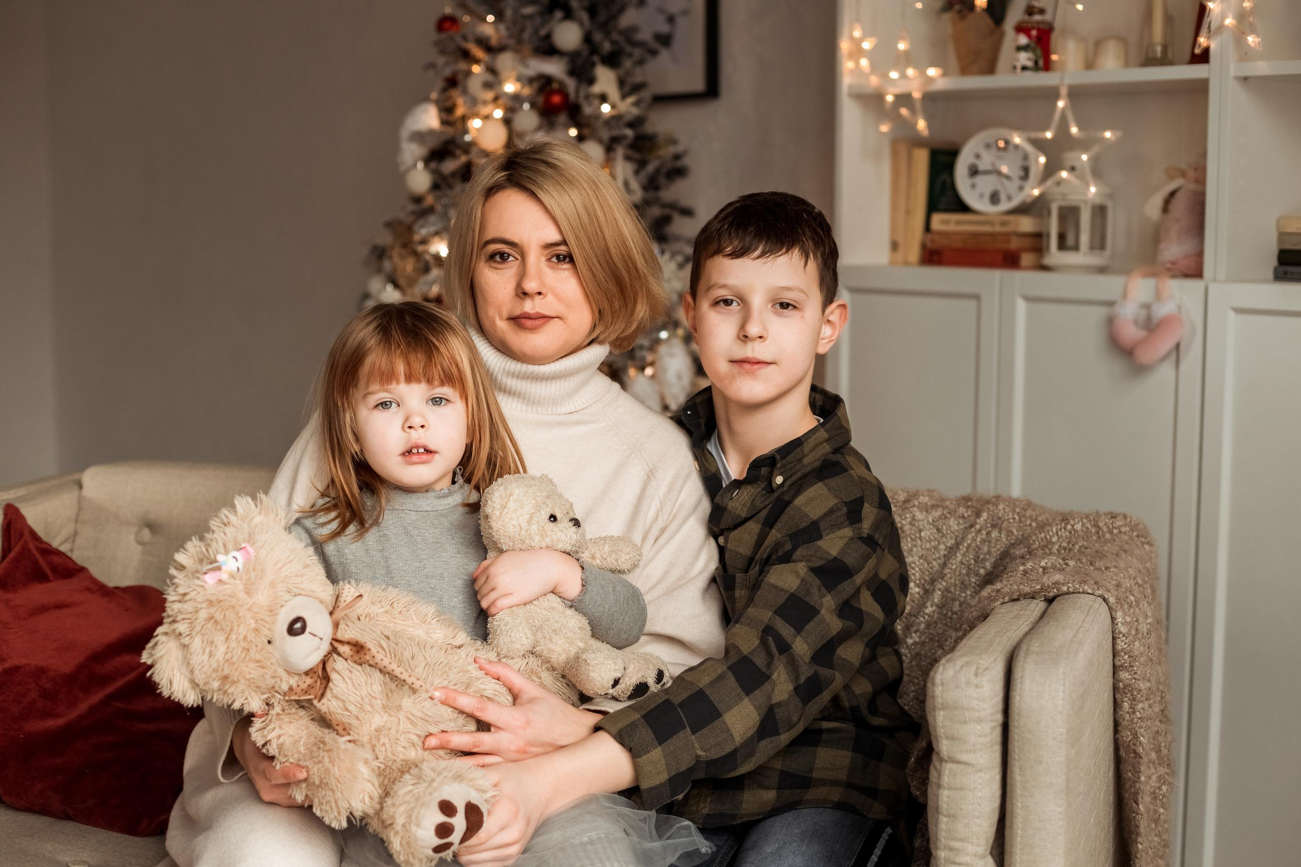 Новогодняя съемка для Светланы с детьми. Женский семейный фотограф Тула Москва Захарова Анна