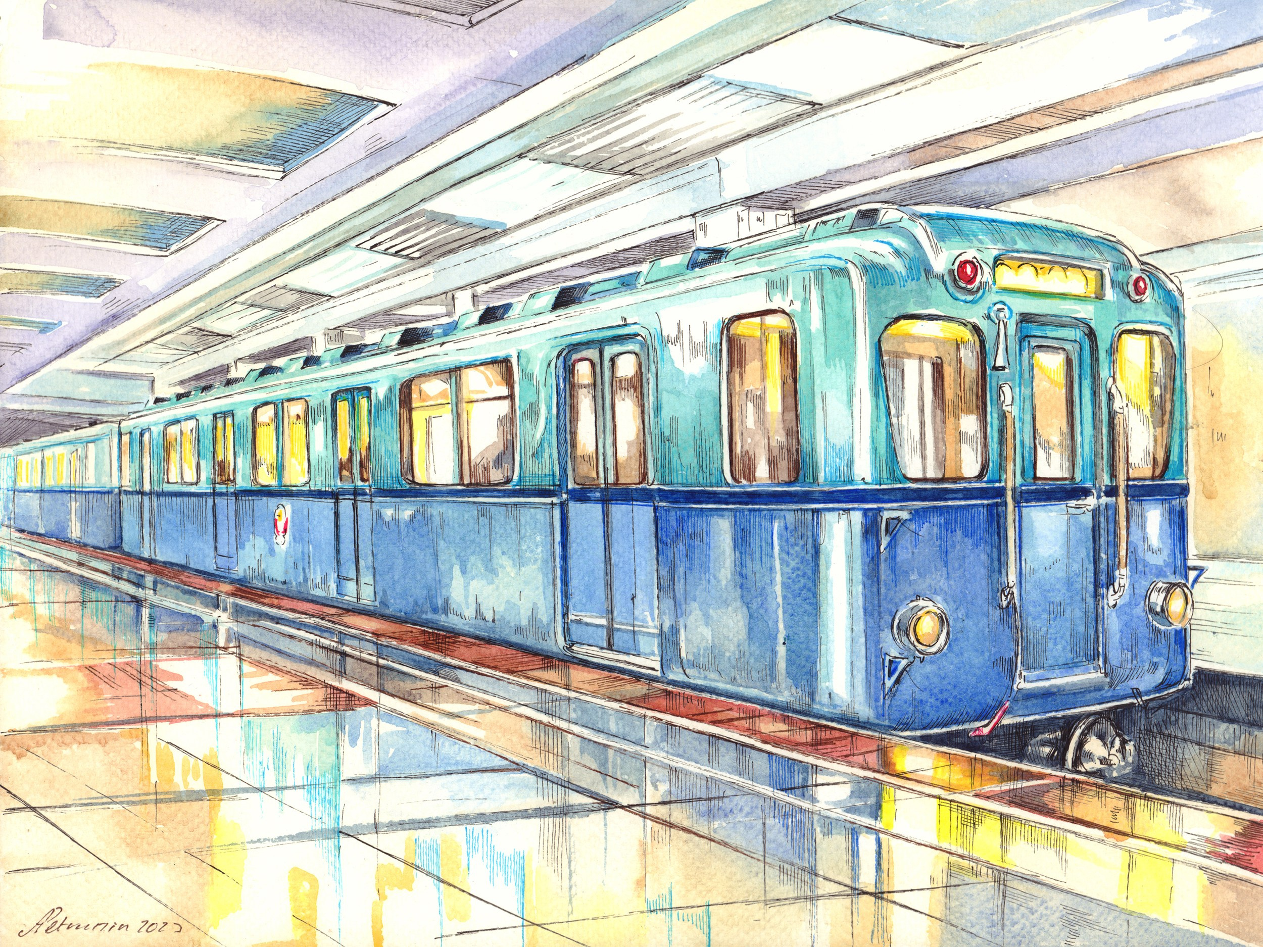 Метрополитен. Художник Александр Петрунин