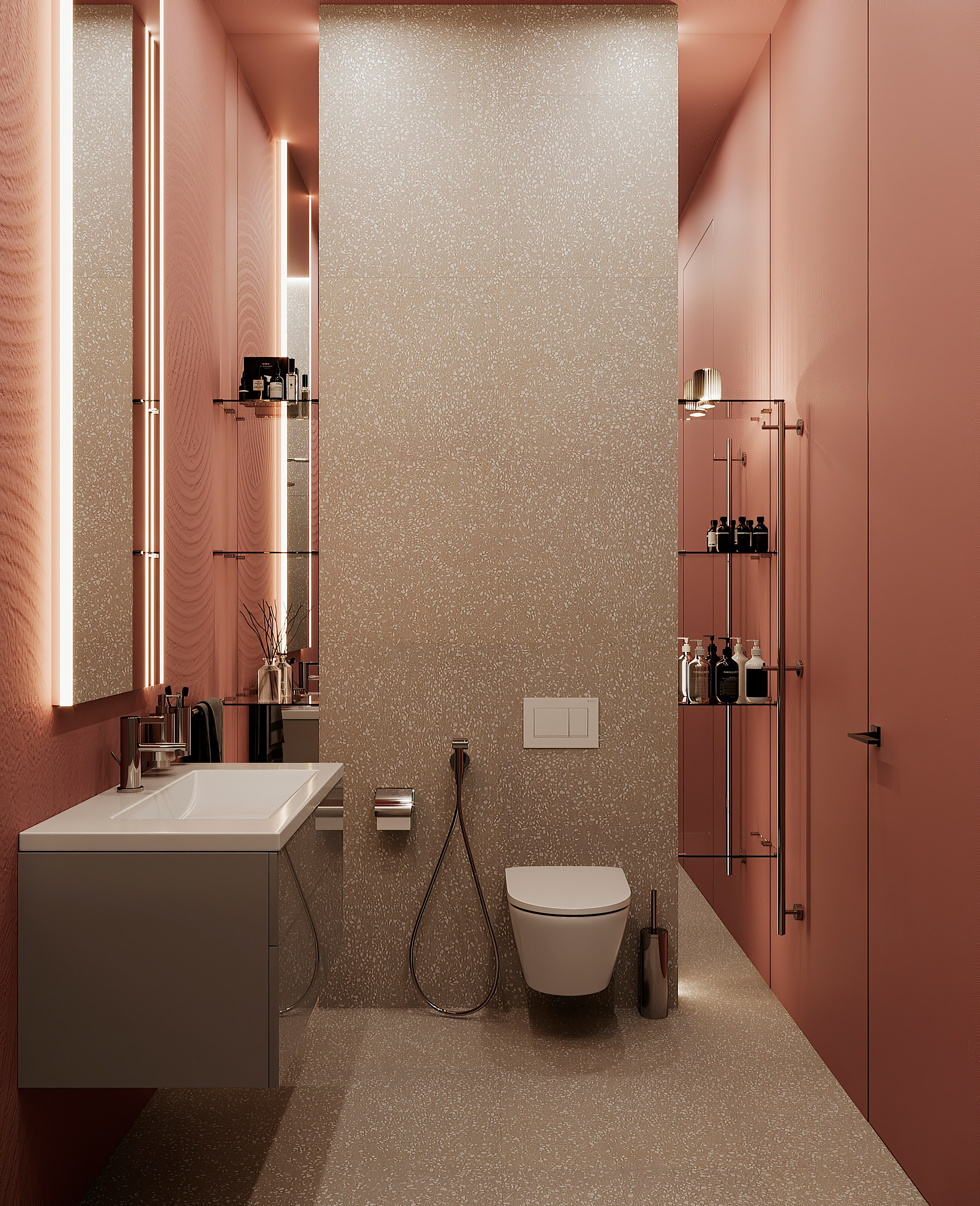 Розовый санузел по проекту Мартыновой Н. и Бородиной Е. Визуализатор Векшина Елена