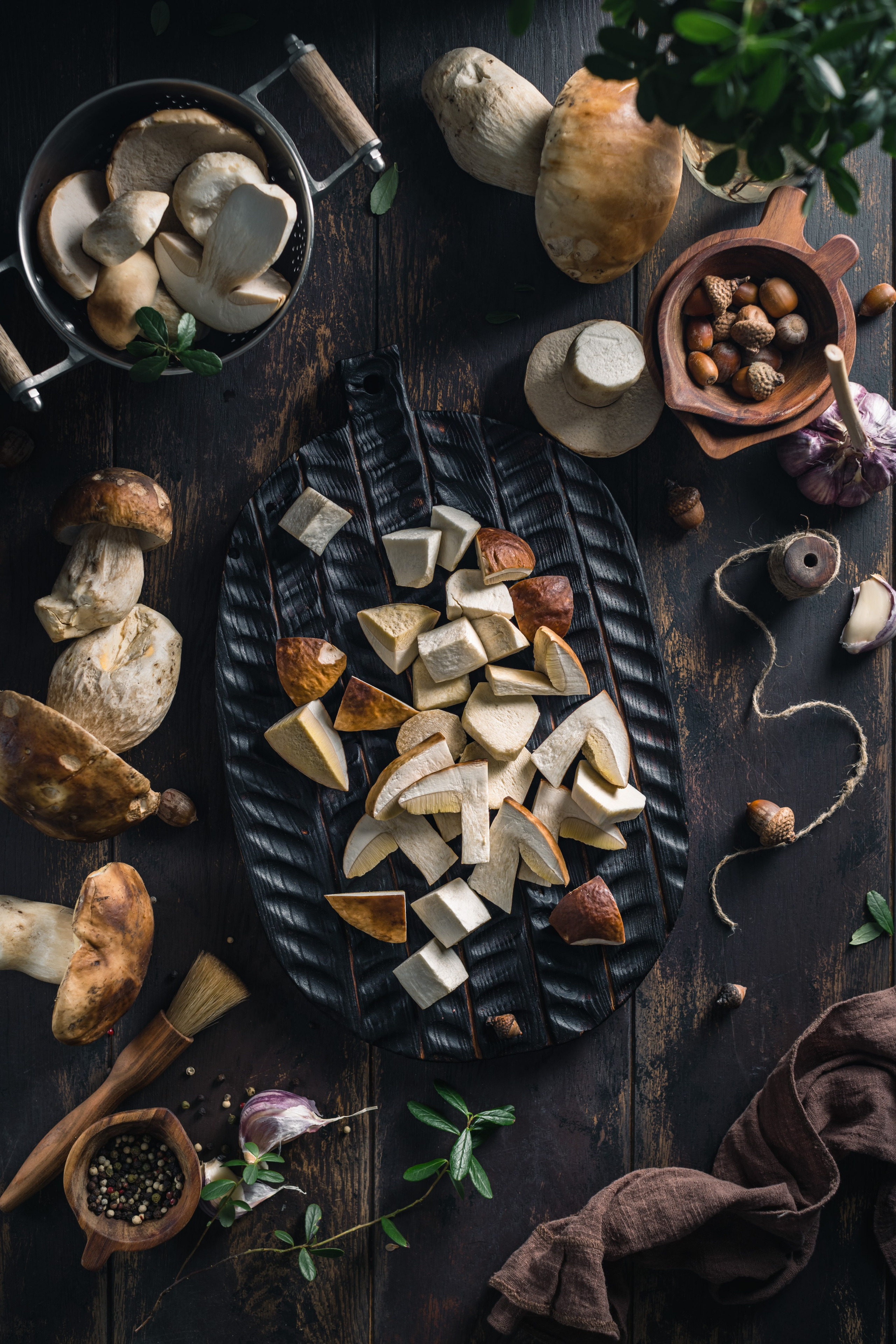 Белые грибы заготовки. Foodie Stories (гастрономические истории) рекламная фуд-фотосъёмка, Москва
