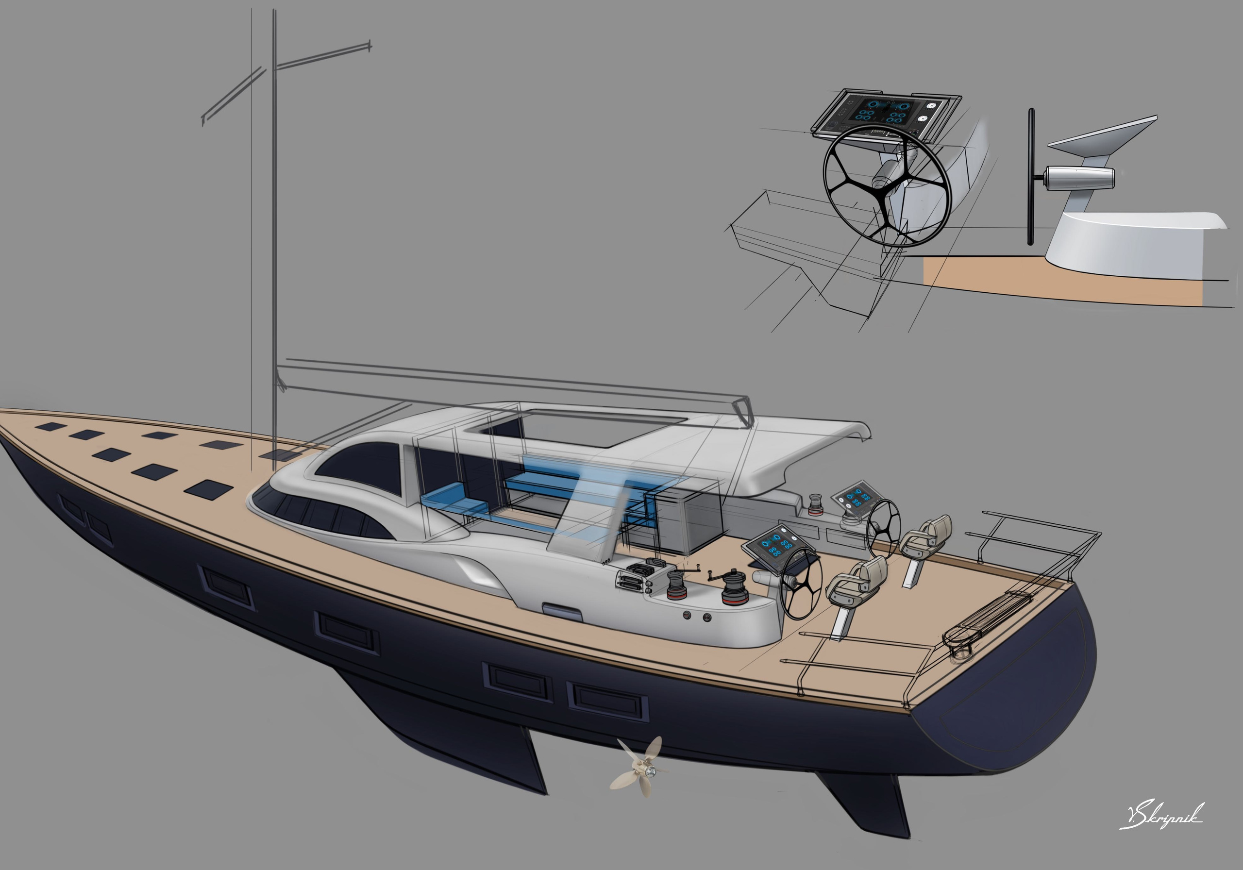 Индивидуальный дизайн парусной яхты Oyster 625. Design Yachts and Cars