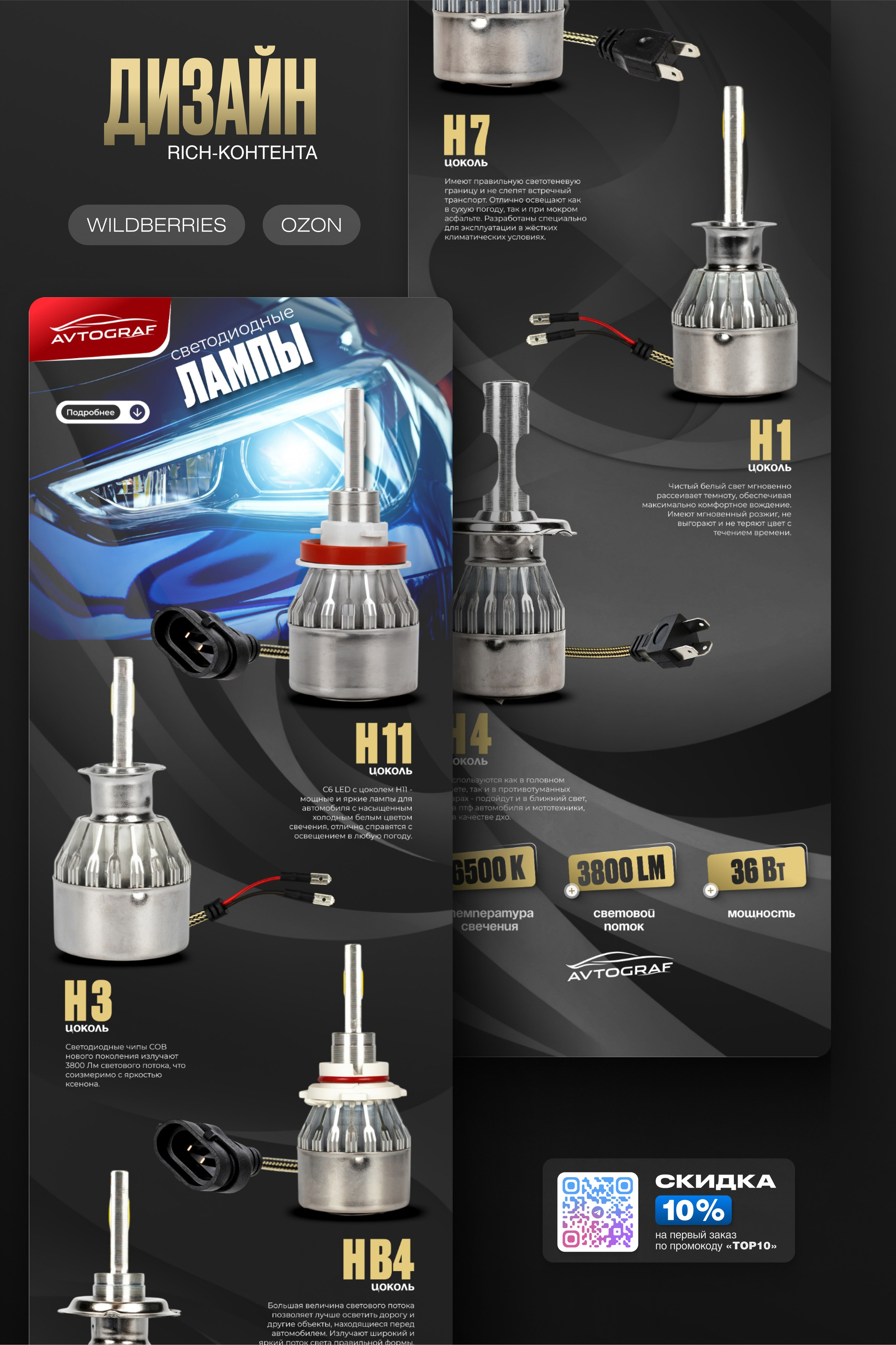 Топ-дизайн для маркетплейсов под ключ Дизайн карточек товара для Wildberries & OZON. Предметная фотосъемка и дизайн карточек