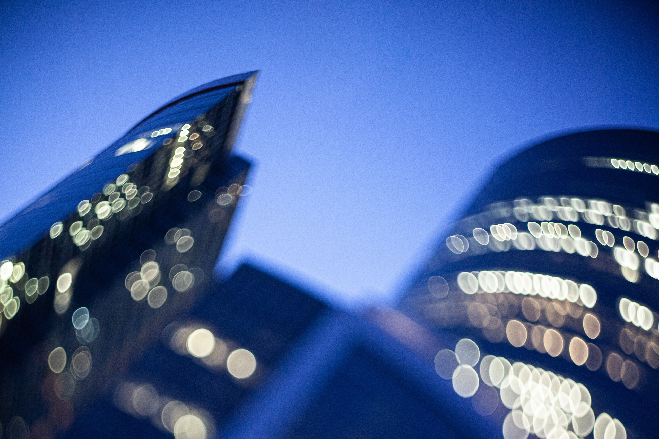 Skyscrapers of the Moscow International Business Center, known as "Moscow City" at night, Moscow, Russia