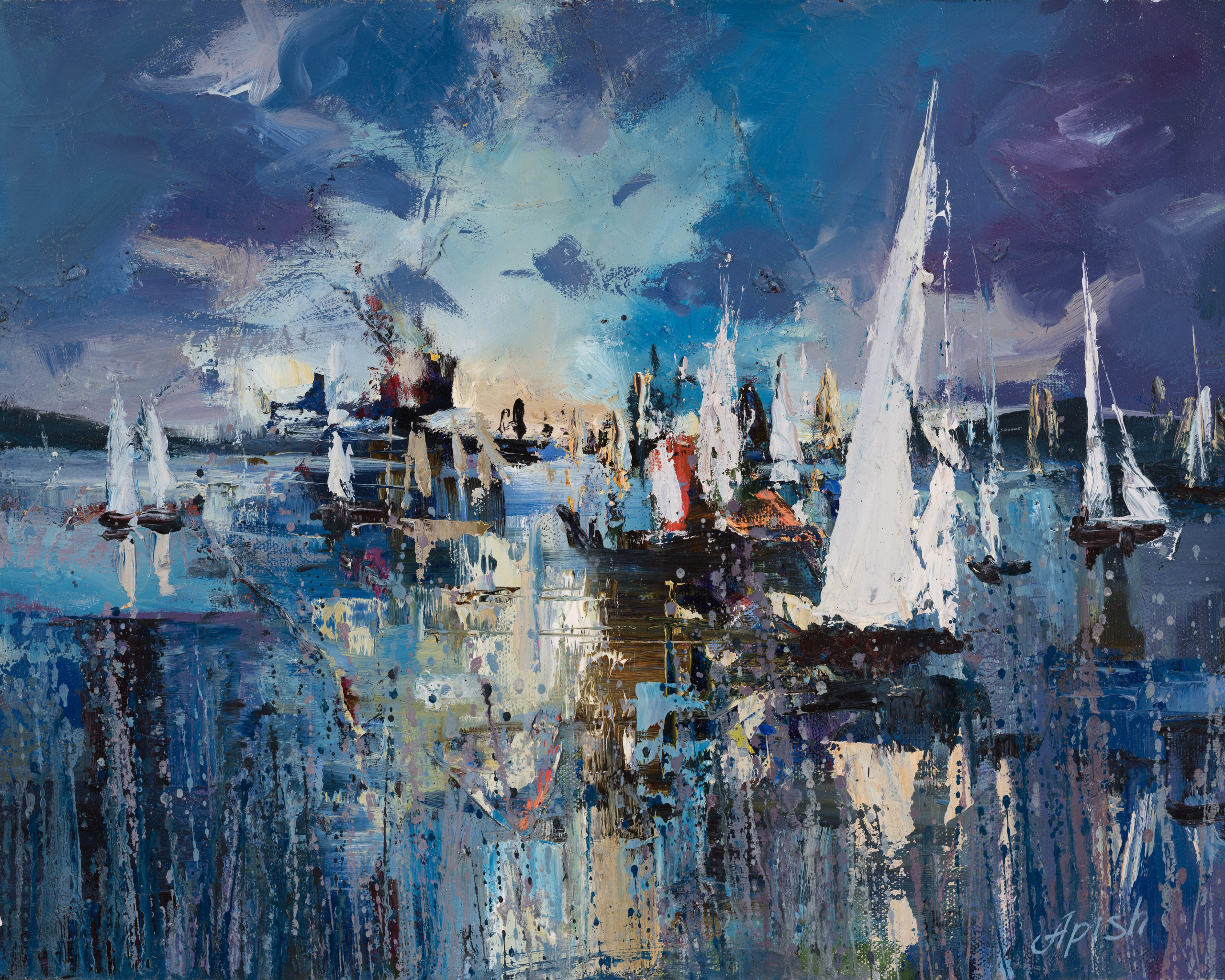 «Сверканье пристани» - художник Алексей Апиш (холст, масло, 40x50 см, 2023)