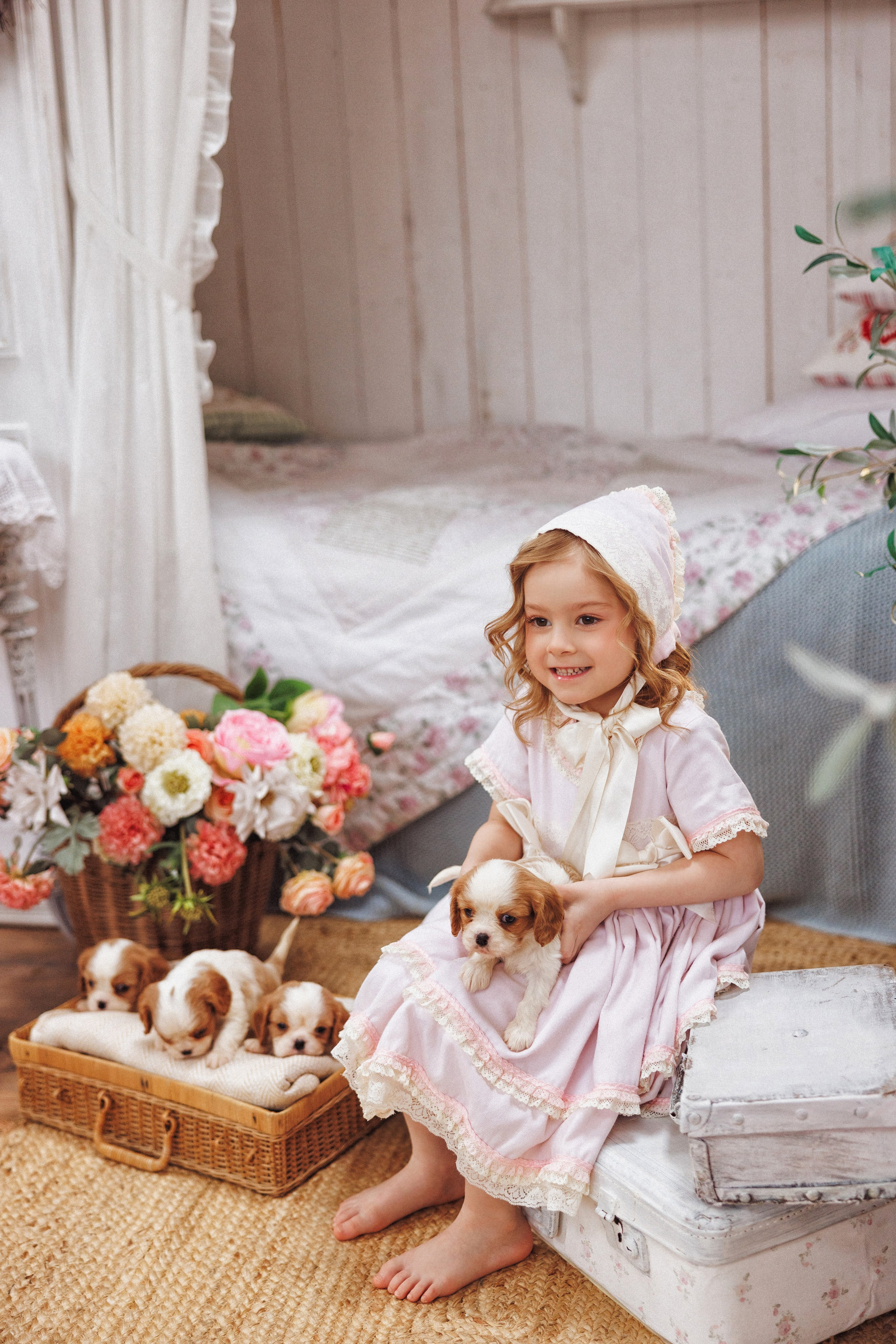Фотосессия с щенками Кавалер кинг чарльз спаниель, фотостудия Ольги Сурухановой, город Краснодар. Семейный и детский фотограф в Краснодаре Анна Трашкова