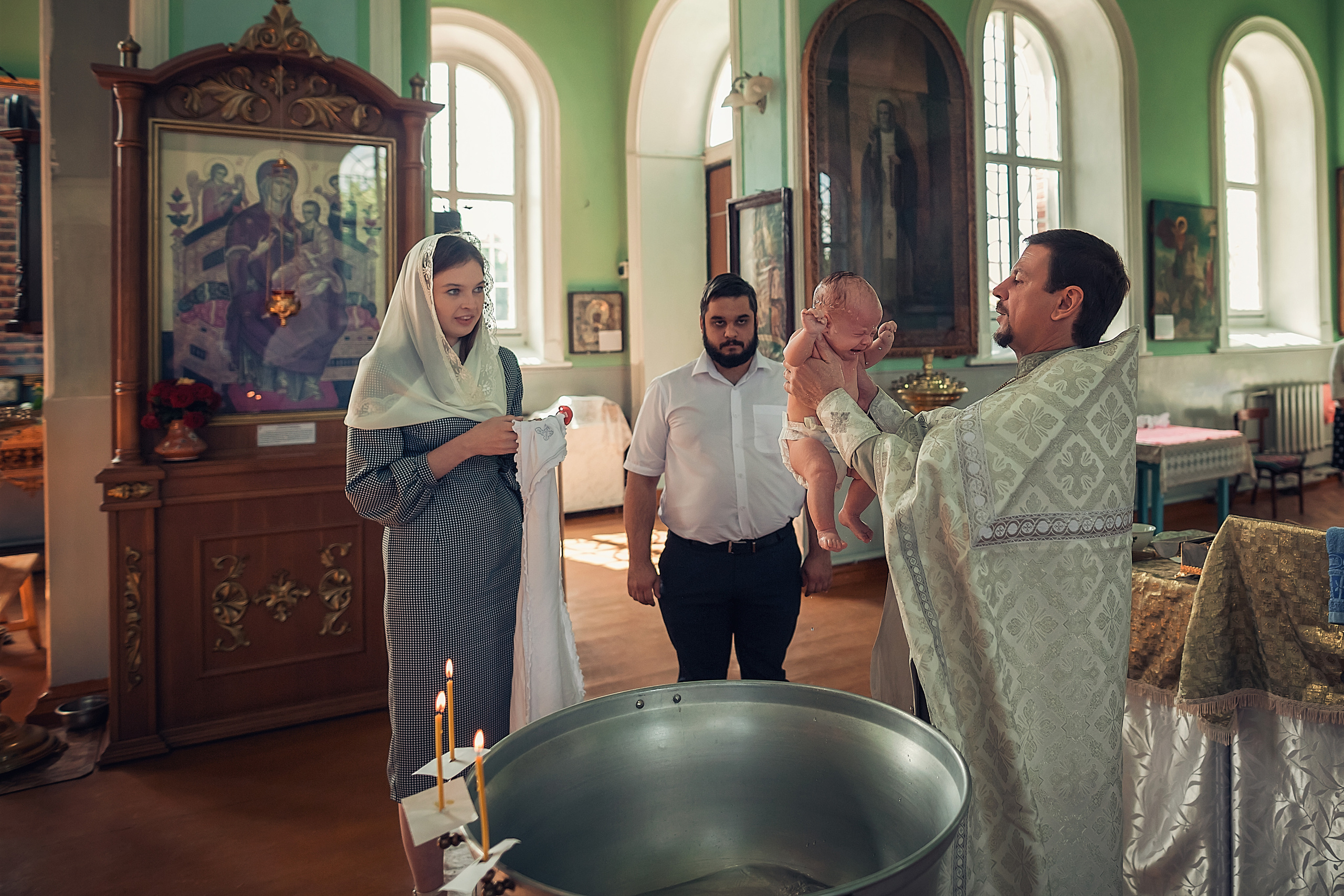 Крещение в ст. Казанской. Свято -Троицкий храм. Семейный и детский фотограф Екатерина Савёлова