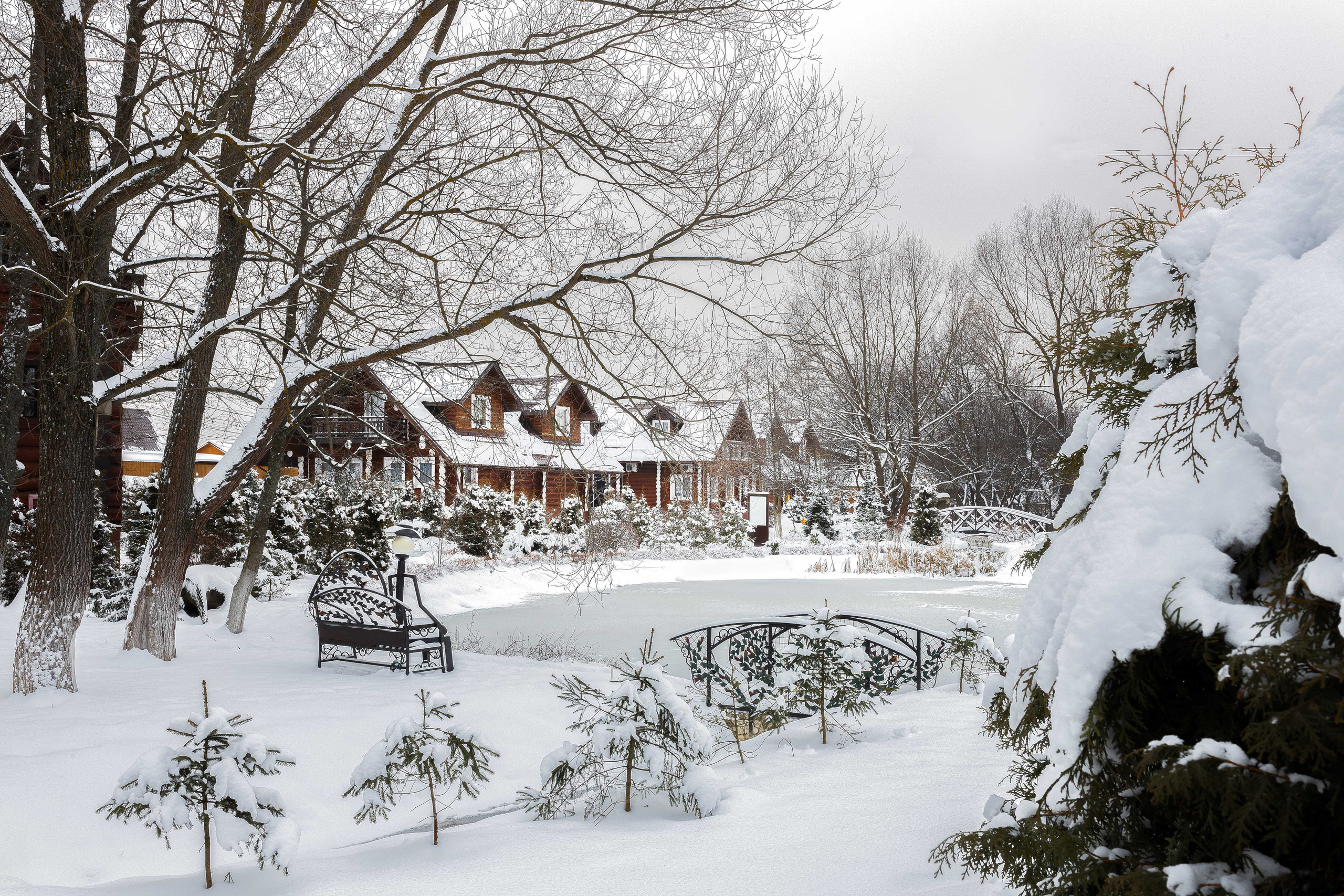 Территория клубного отеля в Подмосковье. Интерьерный фотограф в Москве