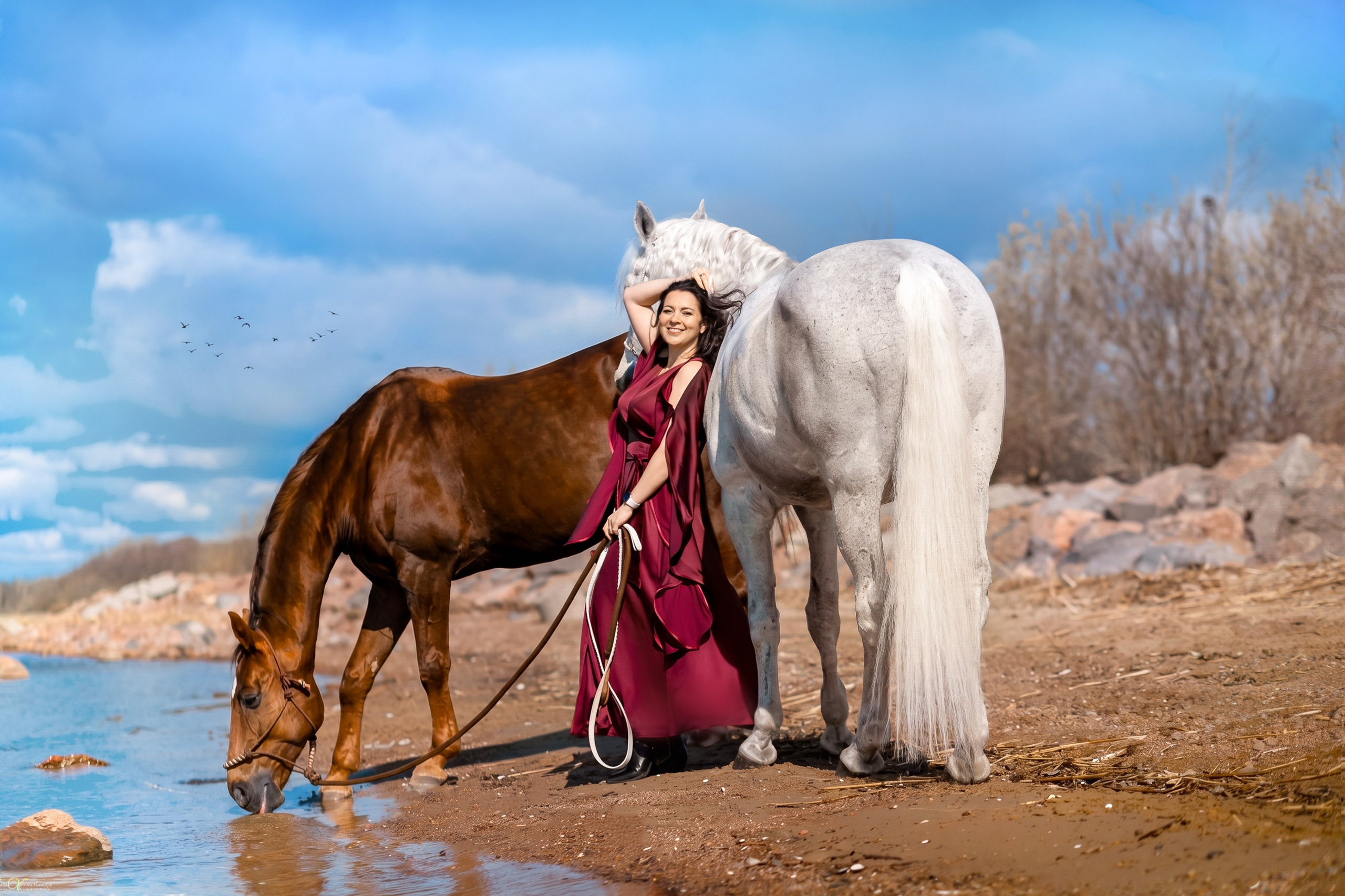 Ирина и две лошади. Фотограф женский и мужской портрет Санкт-Петербург