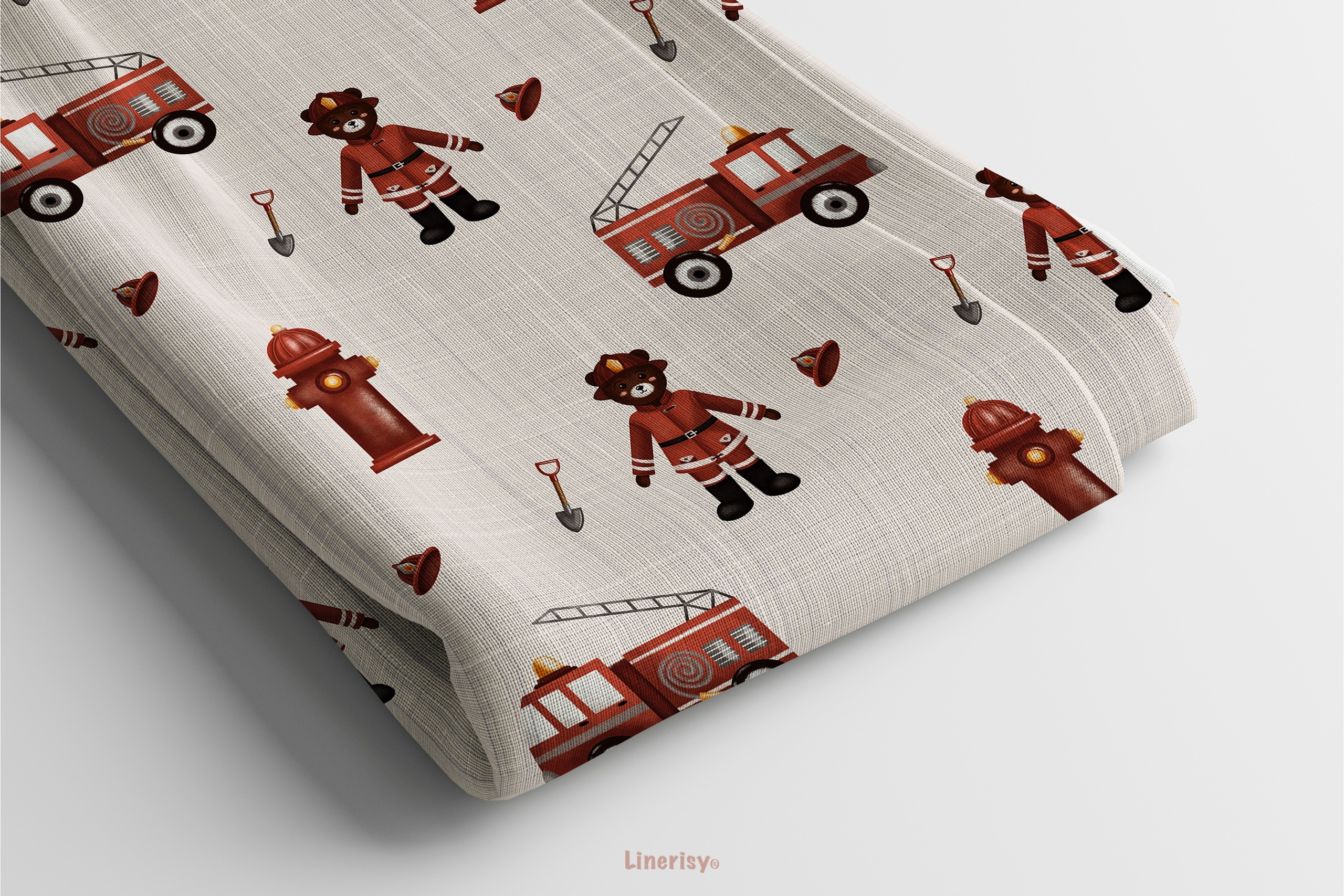 Набор бесшовных паттернов «Пожарная станция». Художник-иллюстратор Евгения Бекренёва