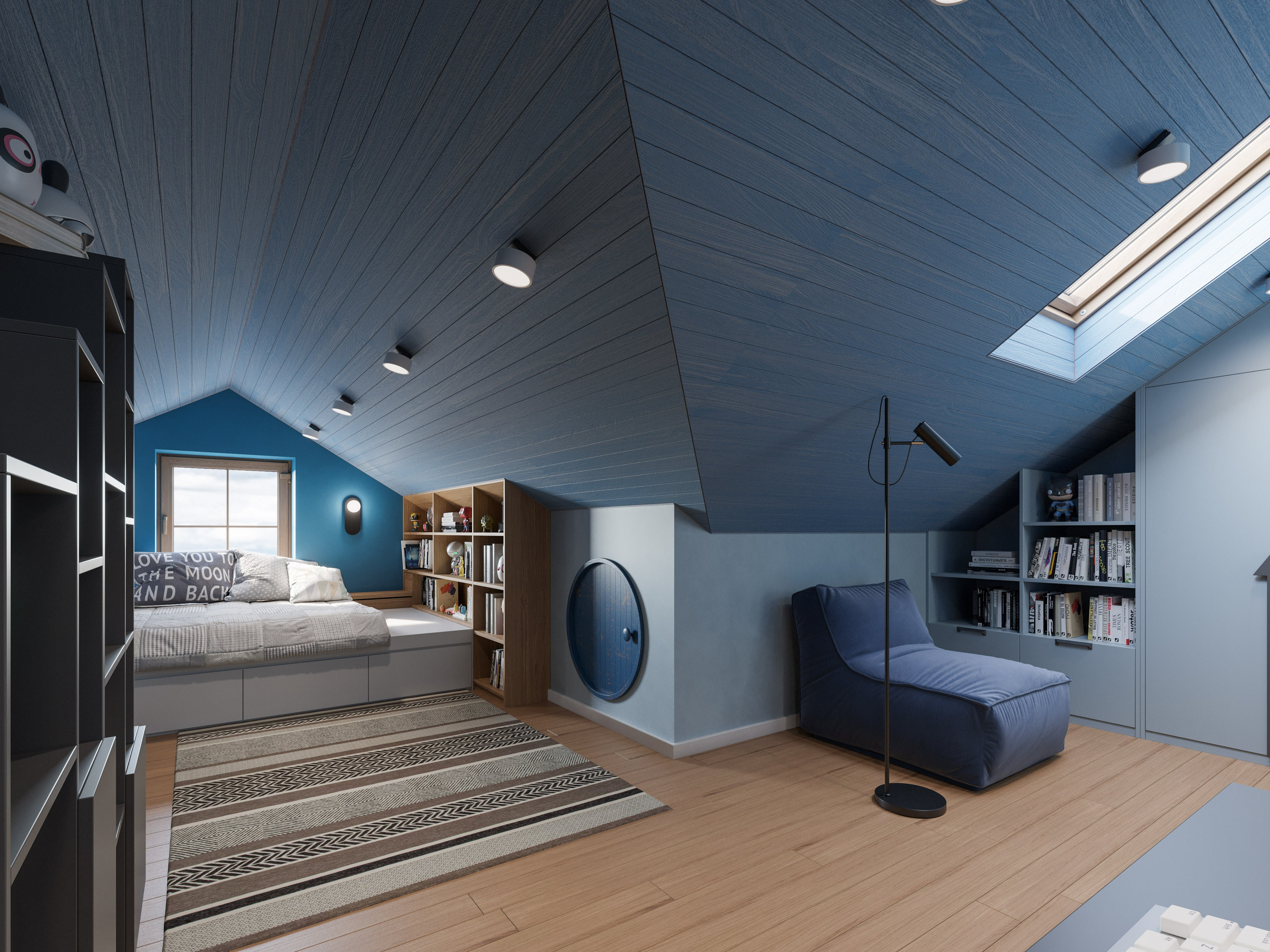 Кроличья нора в детской комнате и мансардное окно