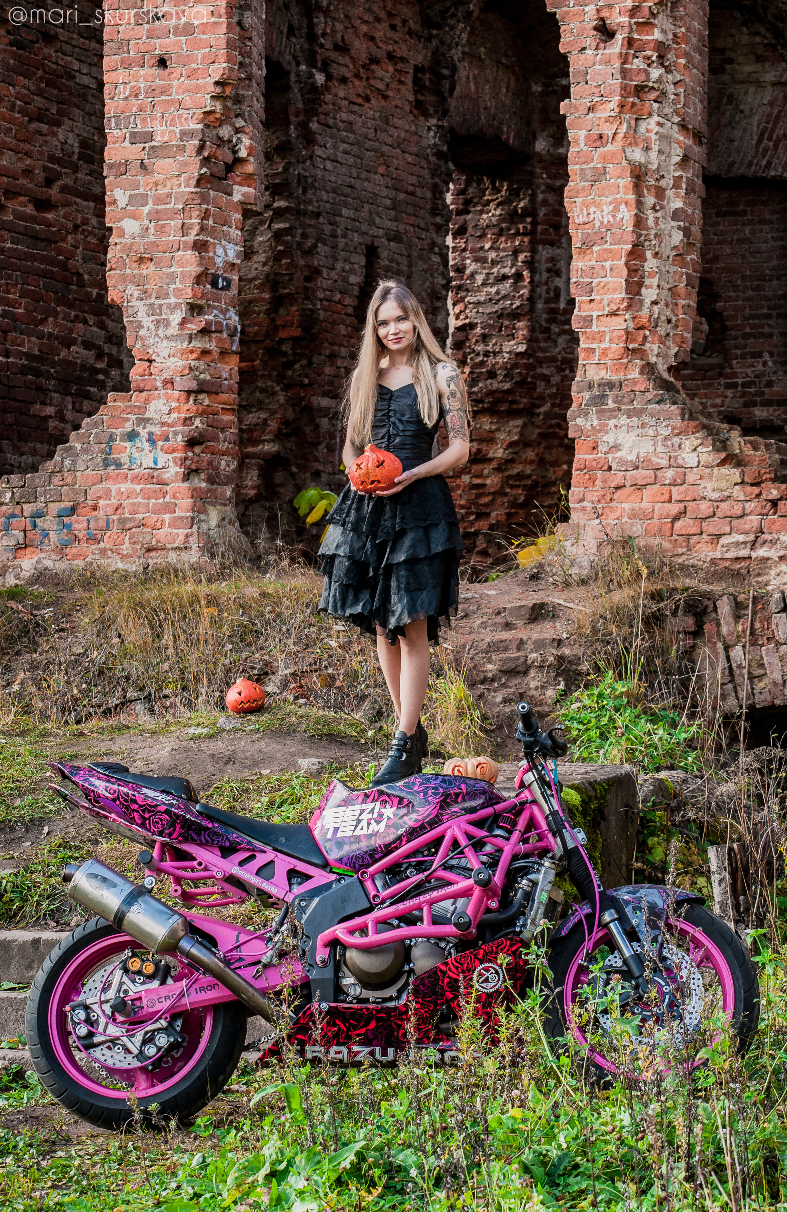 Даша — Хэллоуин — Kawasaki ZX6R. Мотофотограф в Санкт-Петербурге Мария Скурская