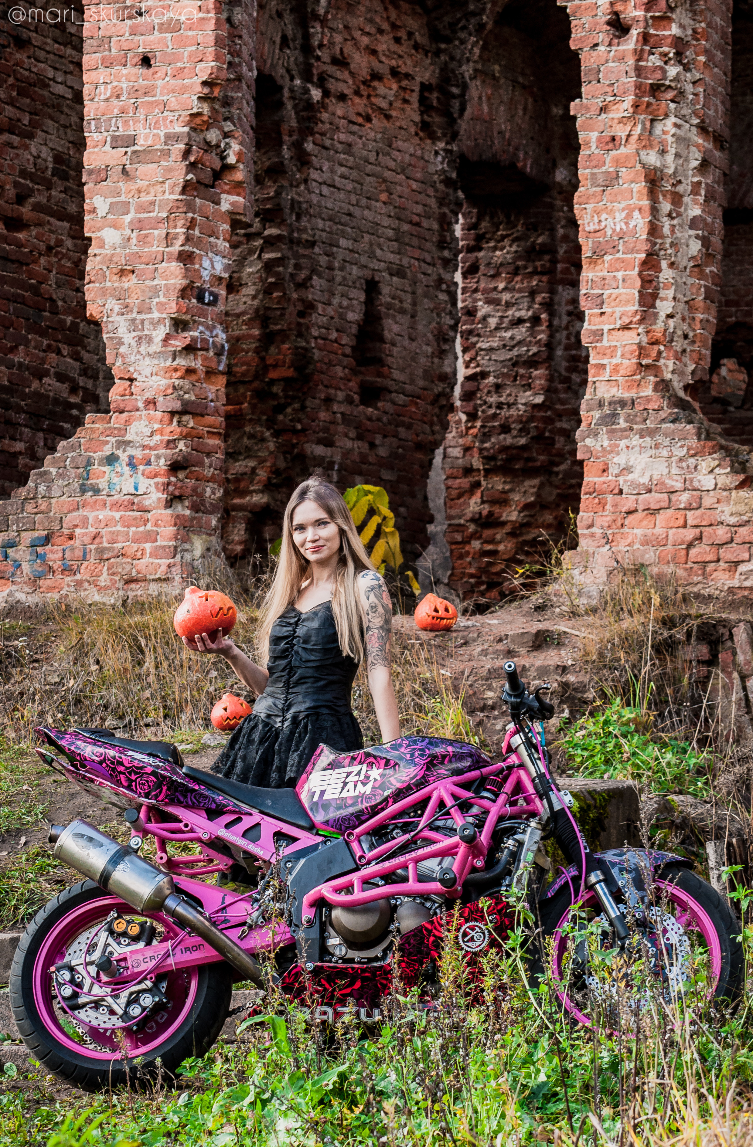 Даша — Хэллоуин — Kawasaki ZX6R. Мотофотограф в Санкт-Петербурге Мария Скурская