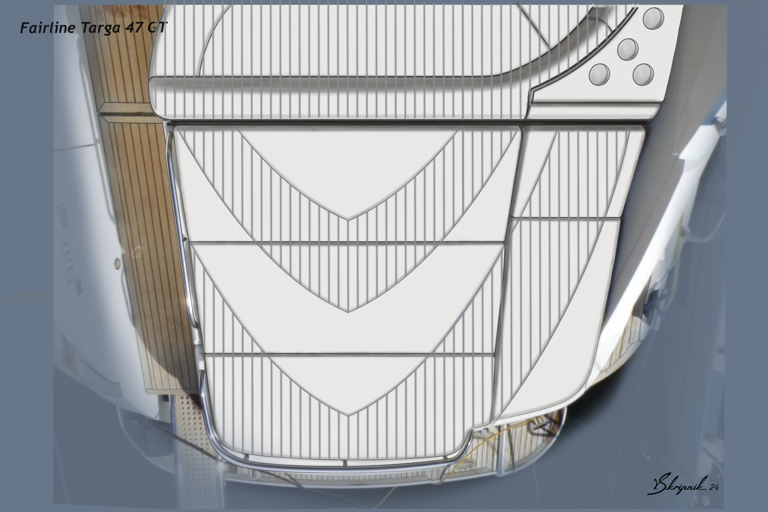 Tuning Fairline Targa 47 GT. Design Yachts and Cars