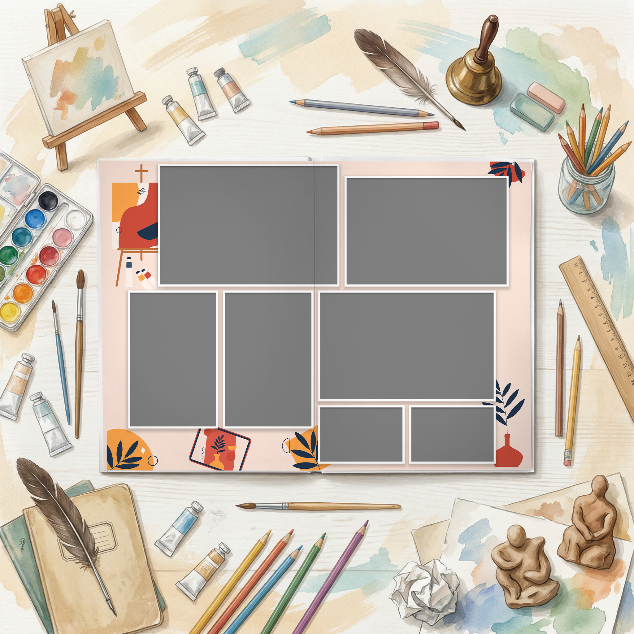 035 Paint. Дизайны, psd шаблоны школьных и выпускных альбомов и обложек