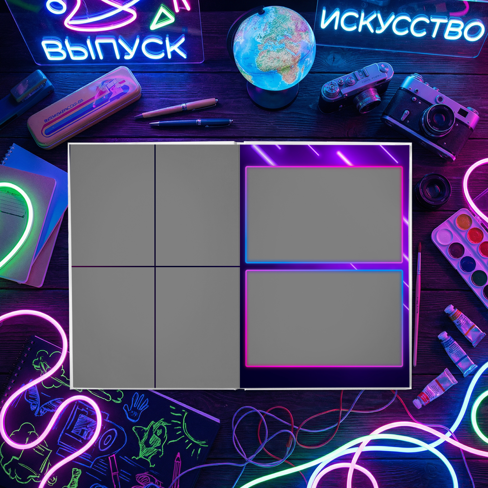 010 Neon. Дизайны, psd шаблоны школьных и выпускных альбомов и обложек