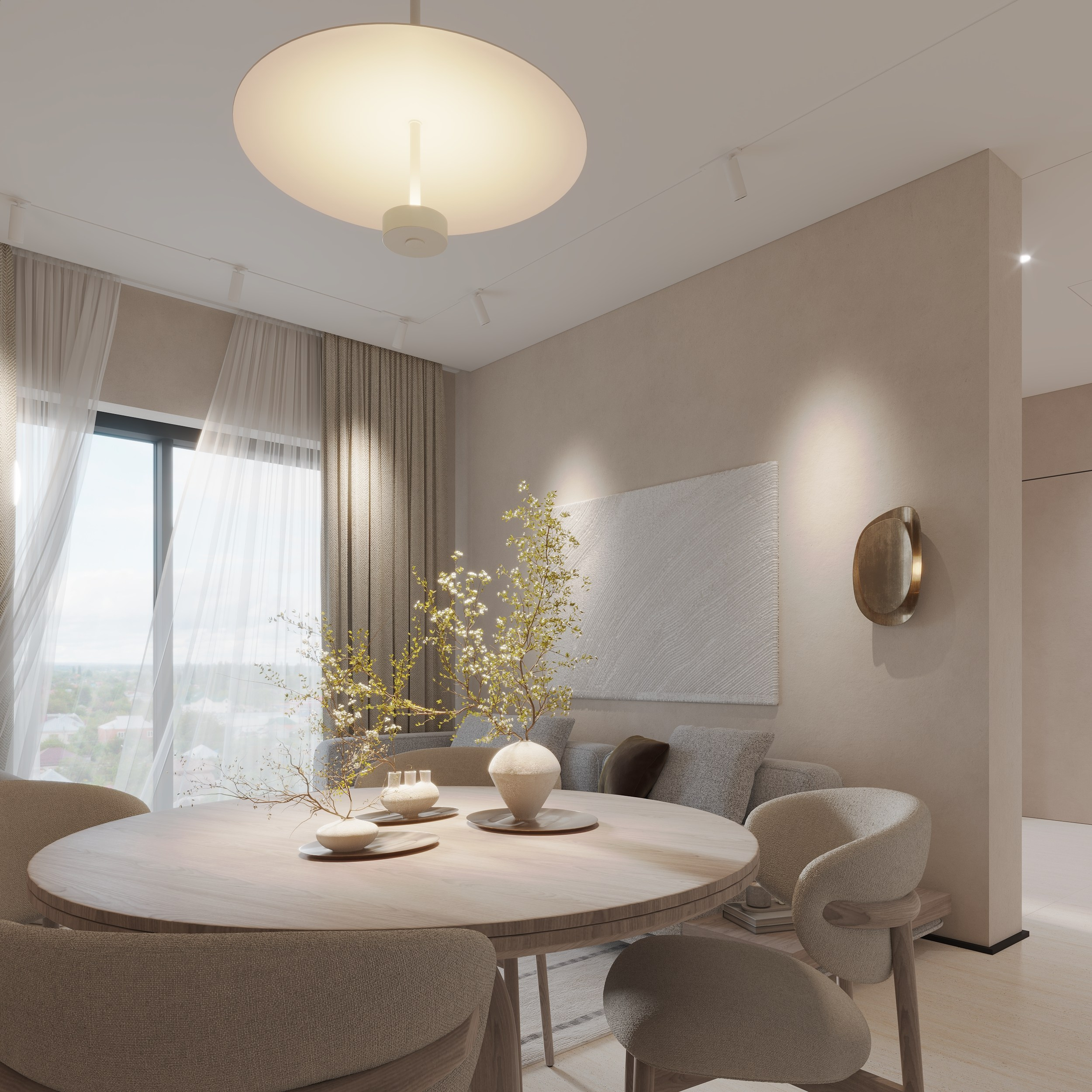 Интерьер квартиры в тёплых тонах — 3D визуализация от Baxx Pro для дизайнера Дианы Кова. 3Д Визуализация Интерьера и Архитектуры