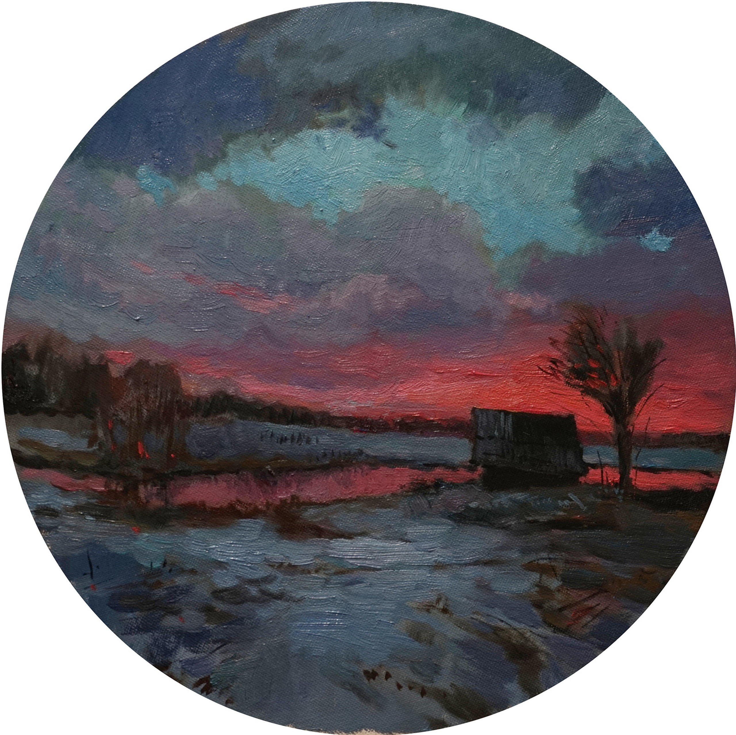 Зимний  закат - диаметр 40 см