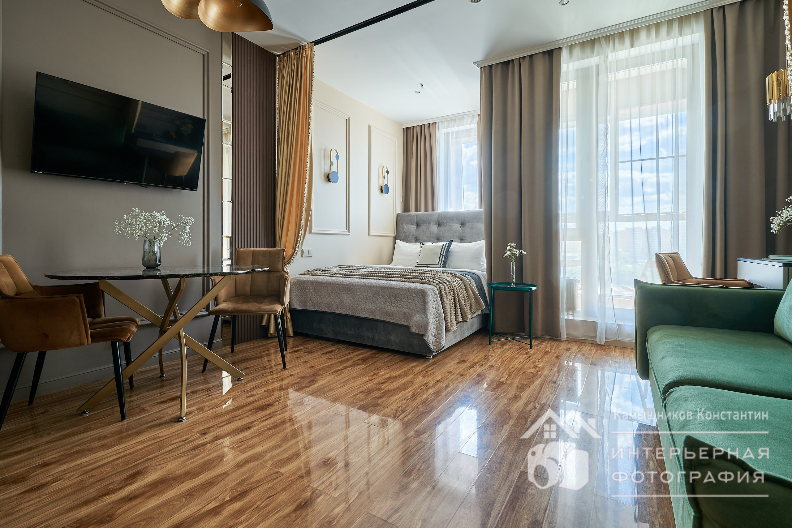 Интерьерная съемка апартаментом на Ходынском бульваре, в 1 минуте от метро ЦСКА: тепло, уют, объем и глянец