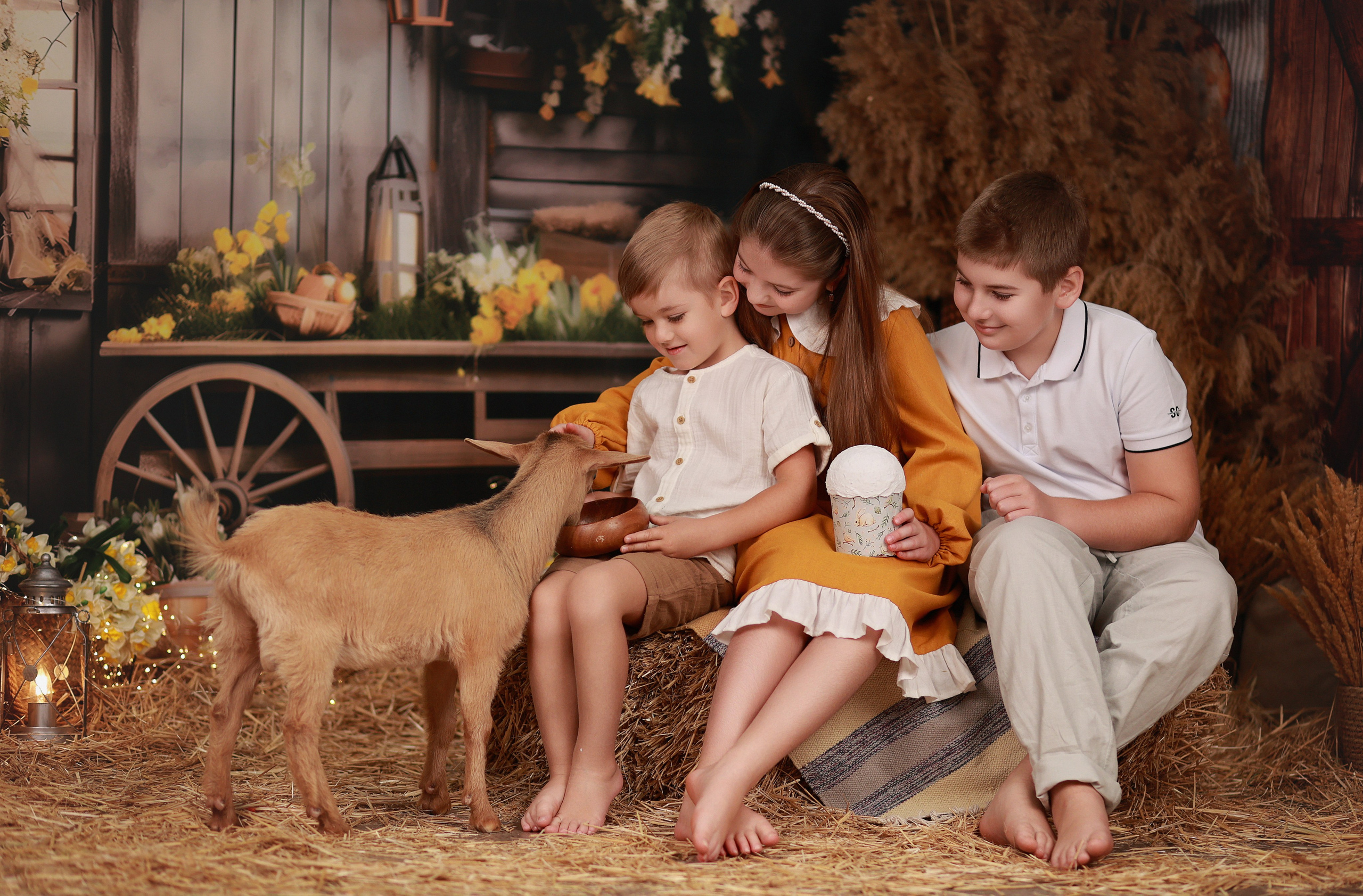 Фотопроект с козочкой и кроликами. Детский семейный фотограф Краснодар