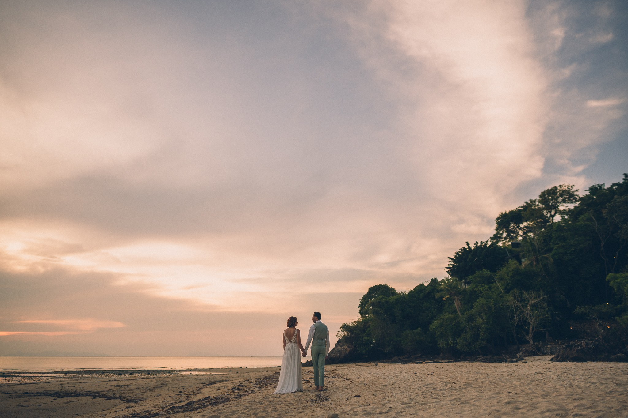 Sunset Beach Wedding with Guests in Koh Samui