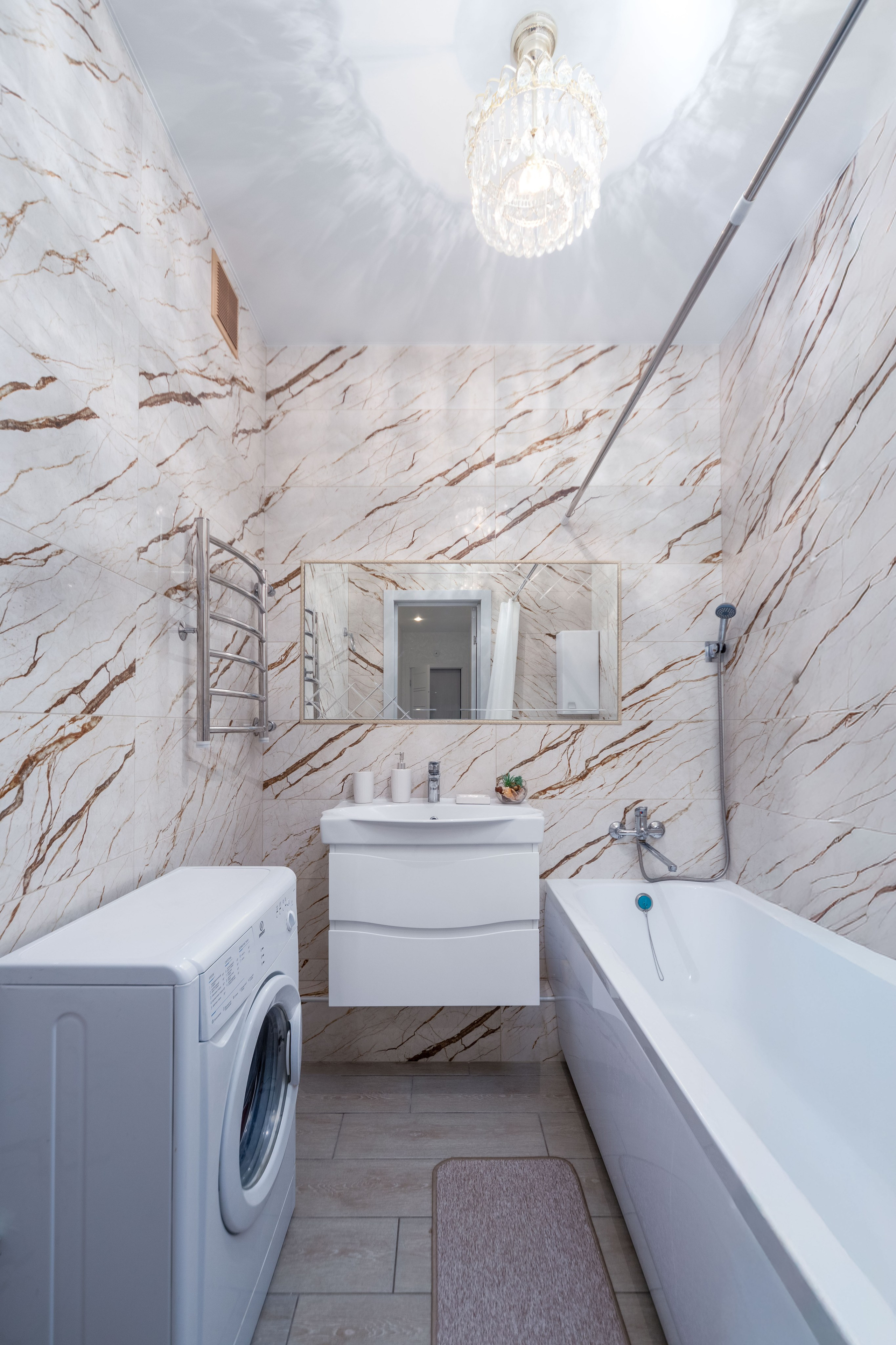 Фото интерьера санузла в двухкомнатной квартире в Минске