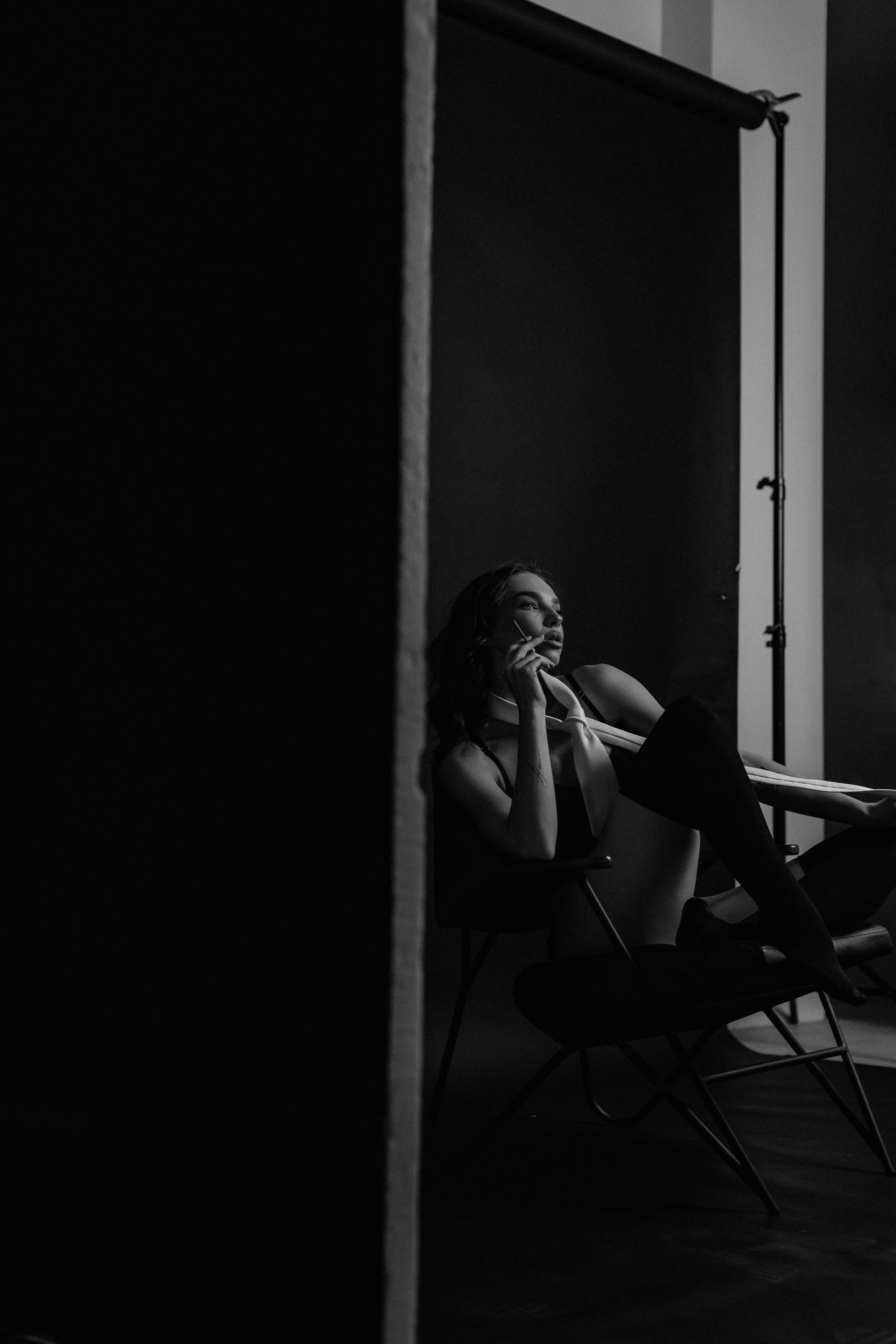 Ангелина. Белье и черный фон. Фотограф в Москве Ольга Сатони