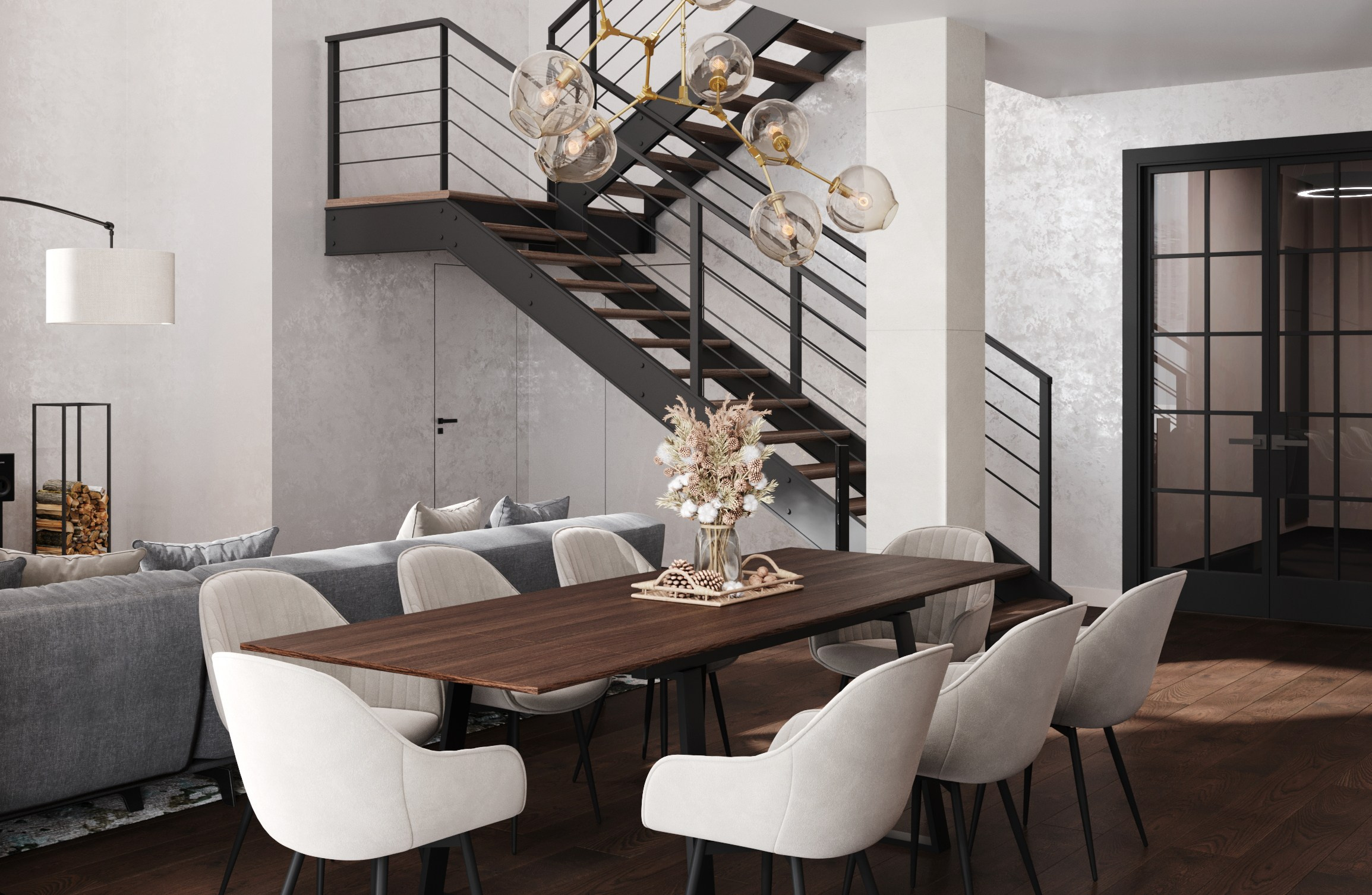 Кухня-гостиная и спальня 98 m². Заказать 3d визуализацию интерьеров — Дарья Веденёва