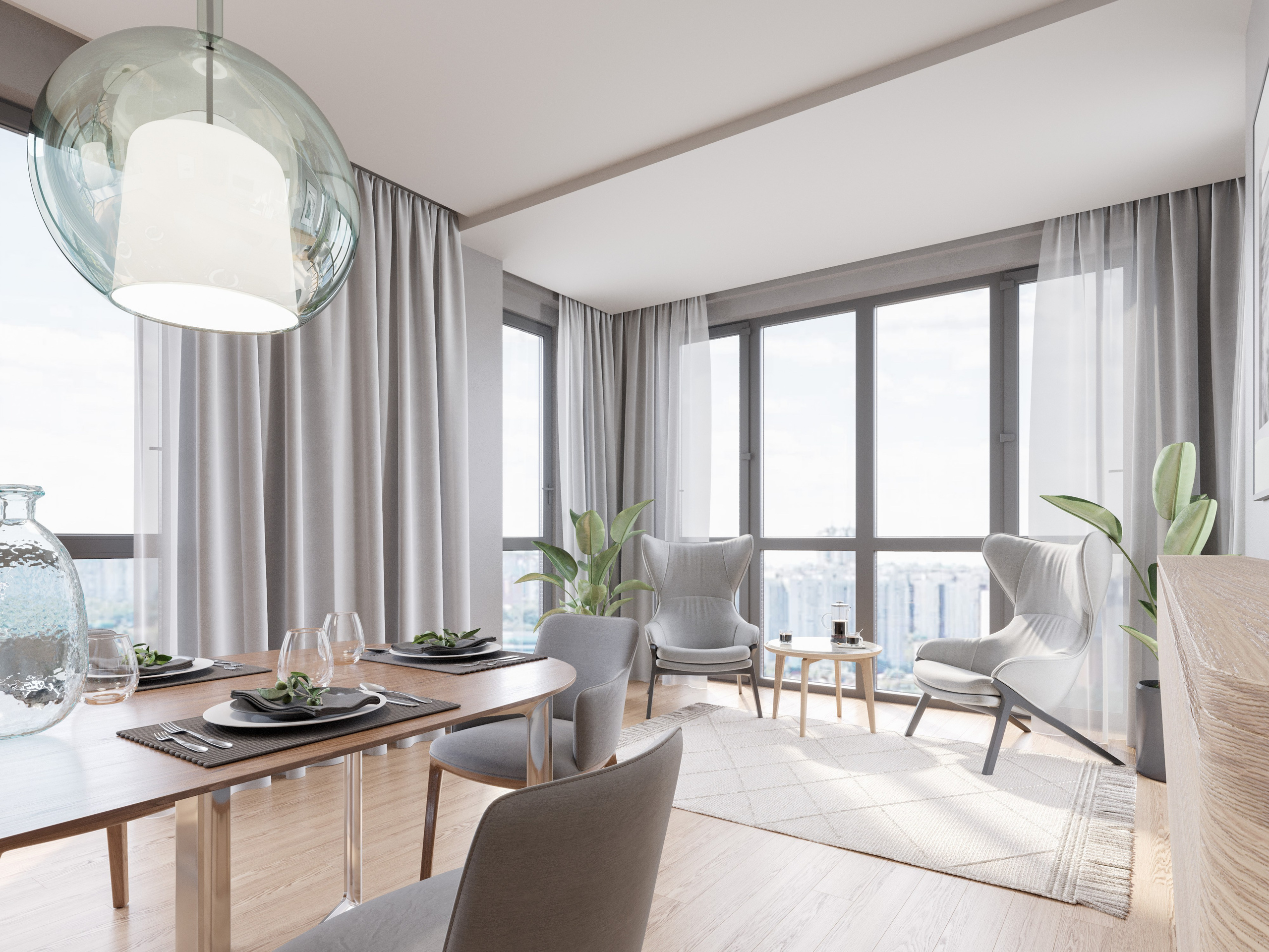 3D Визуализация Интерьера Квартиры в Современном Стиле с Панорамными Окнами. Визуализатор интерьера в Москве | Брагин Кирилл