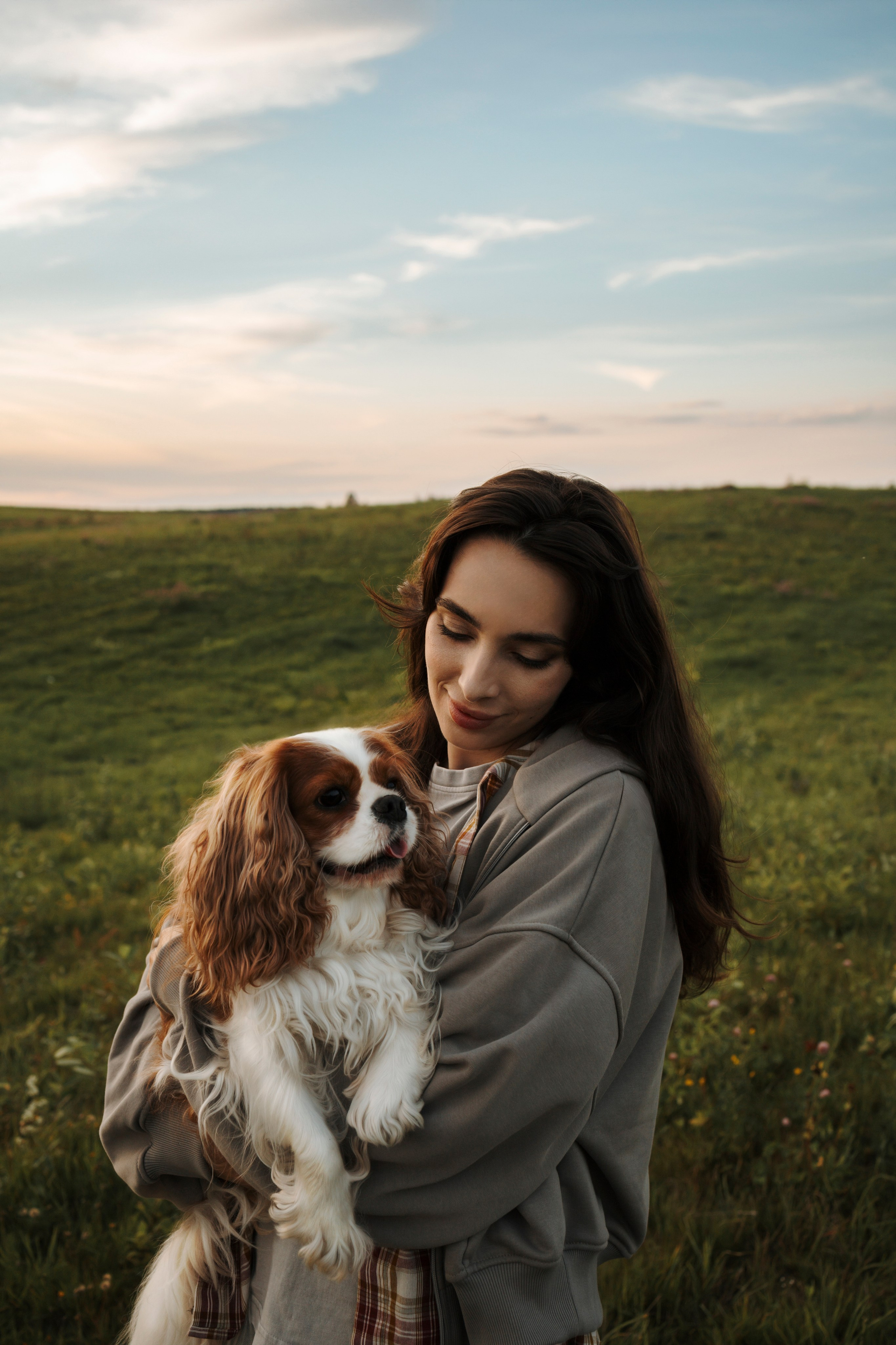На закате Катерина, Луна и Рикки. Фотограф-анималист в Санкт-Петеребурге Титова Алиса