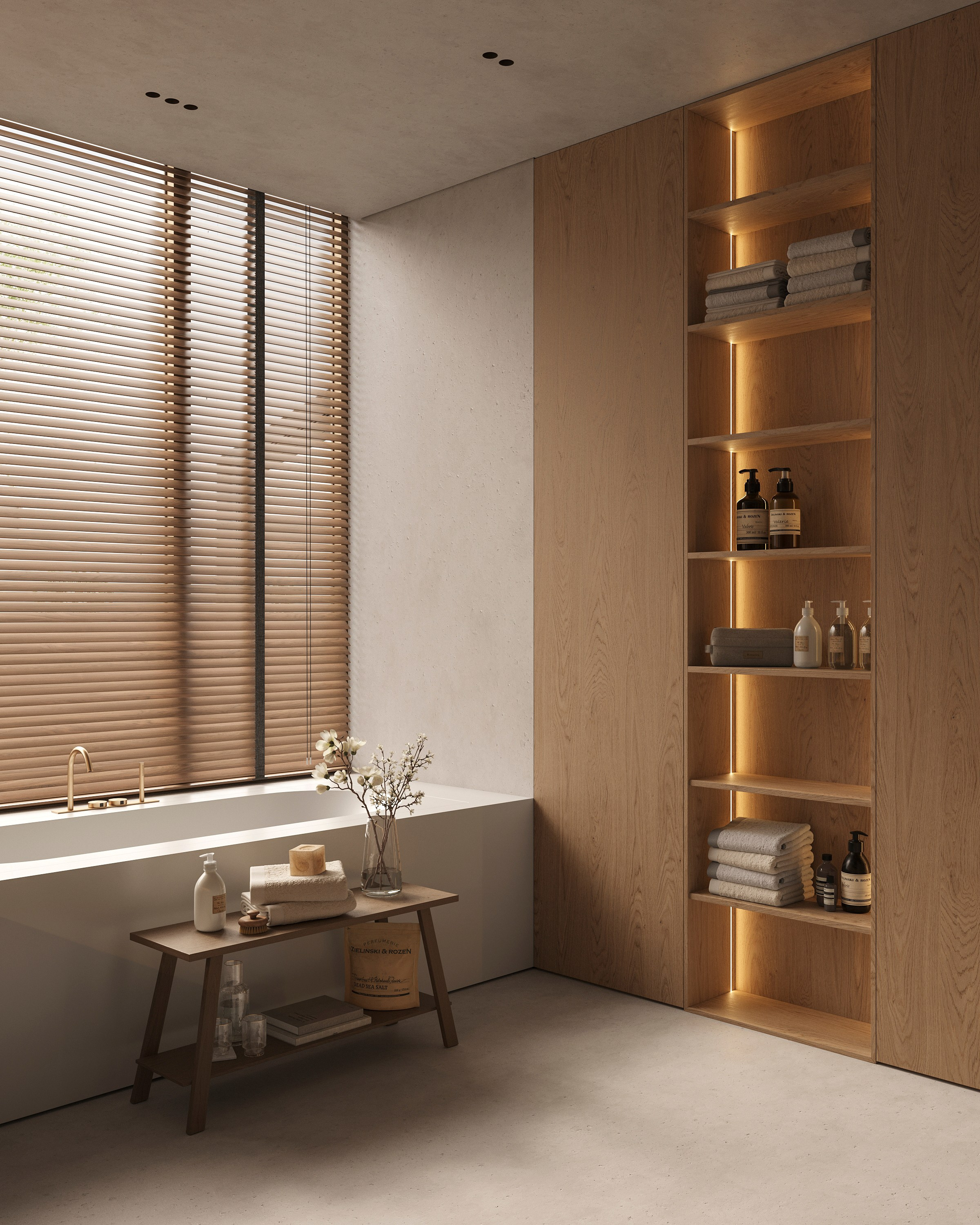 ZEN BATHROOM | SUNNY & SOFT CONCEPTS. Interior Visualization by Valerie Stetyukevich