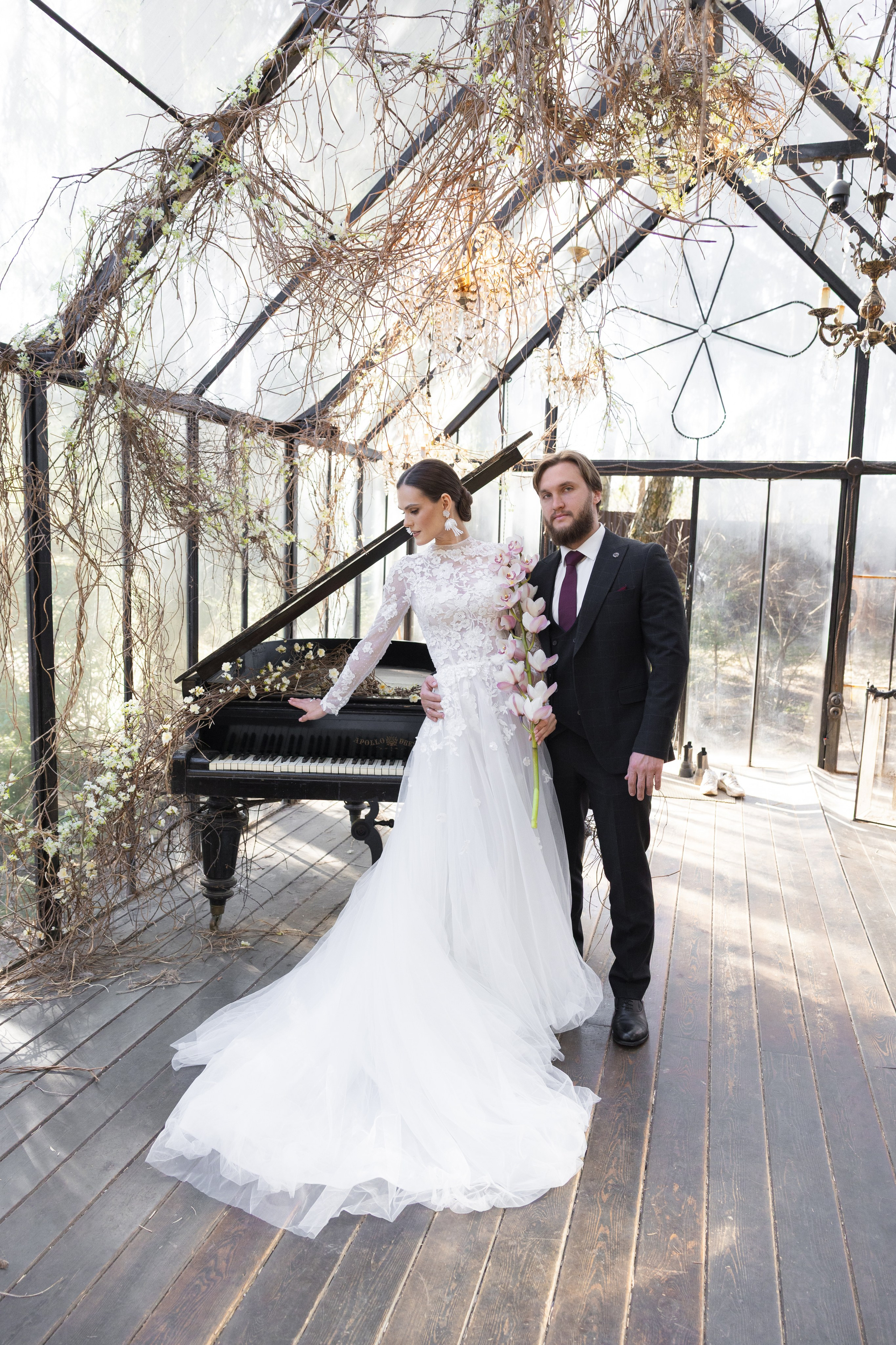 Серафима и Алексей в оранжерее. Свадебный и портретный фотограф в Москве Мария Кравченко