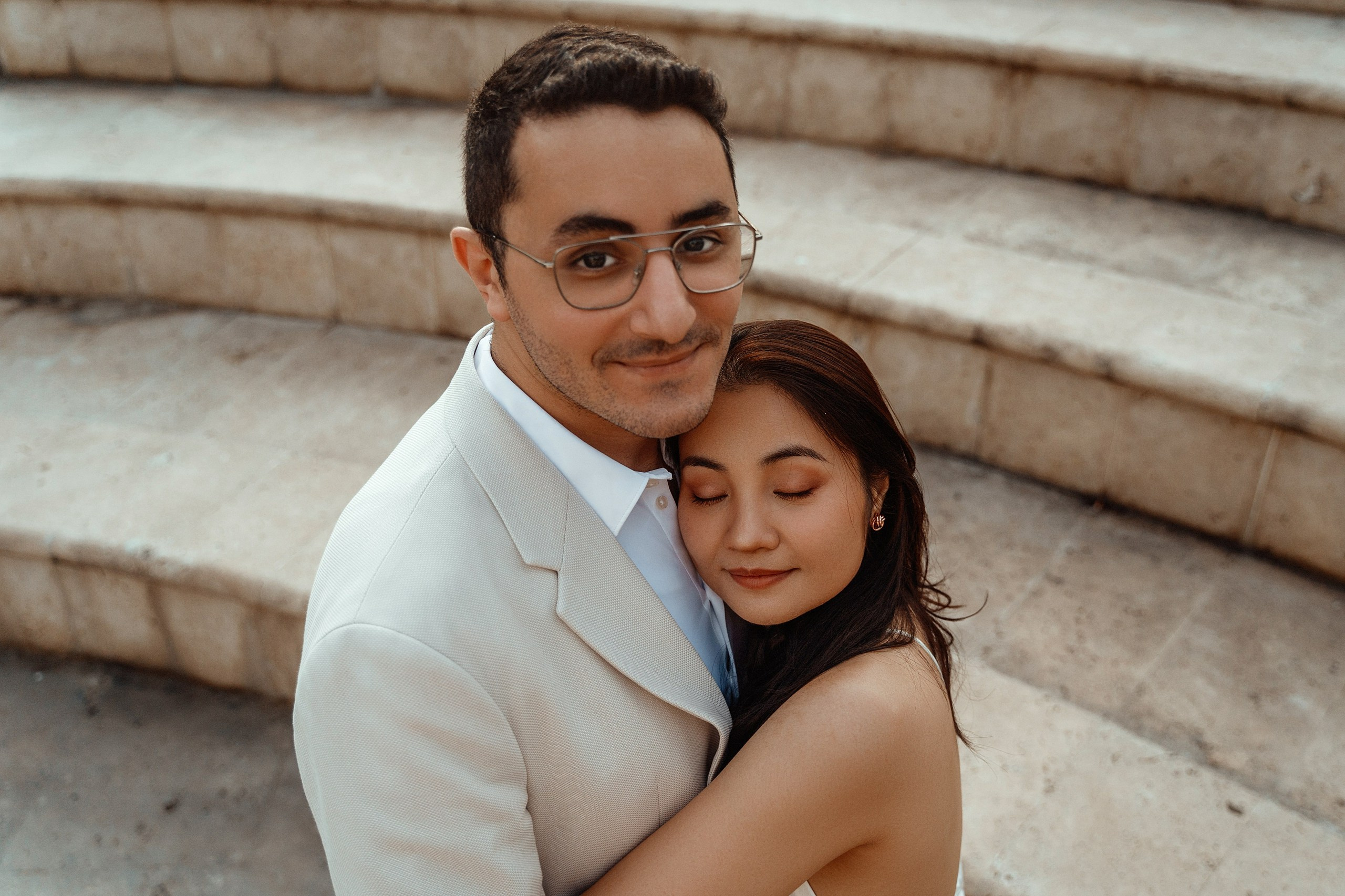 Alaeddine & Matika on the Peace Bridge in Tbilisi. Photographer Sergey Otkrytyi in Batumi & Tbilisi