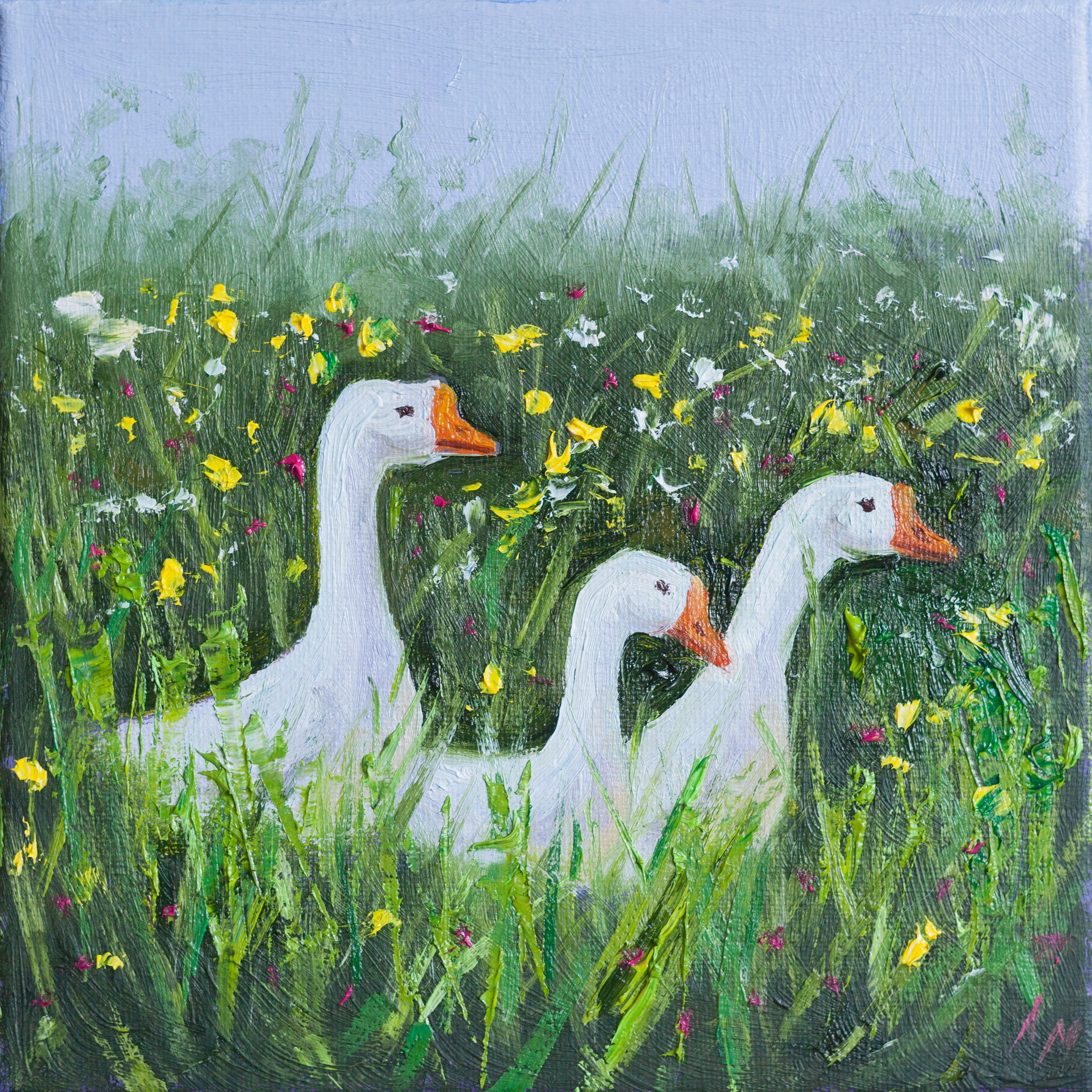Купить картину маслом в Саратове гуси