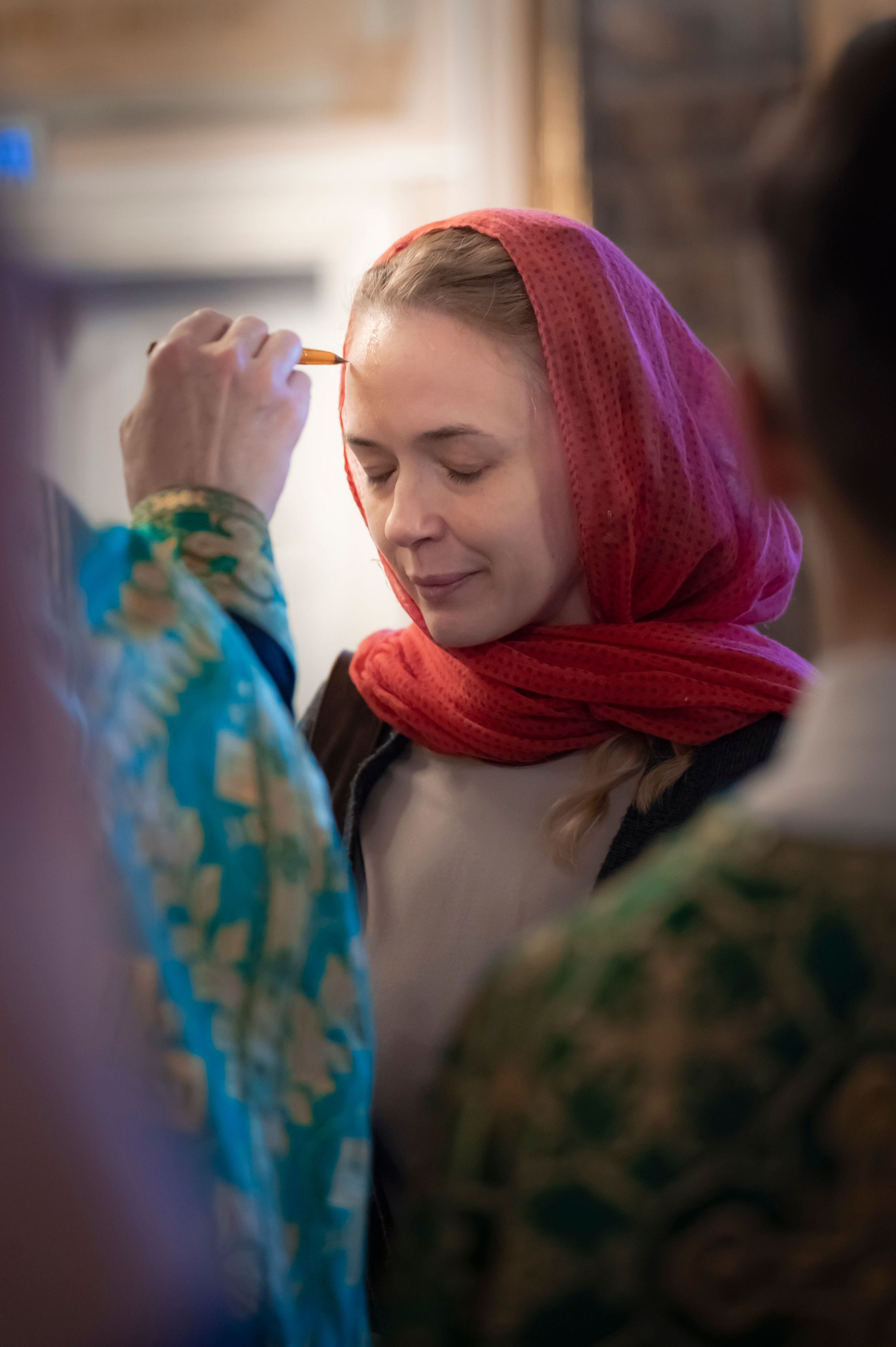 Богородский Храм. Всенощное бдение. Освящение верб. Антон и Татьяна Денисенко — В храме