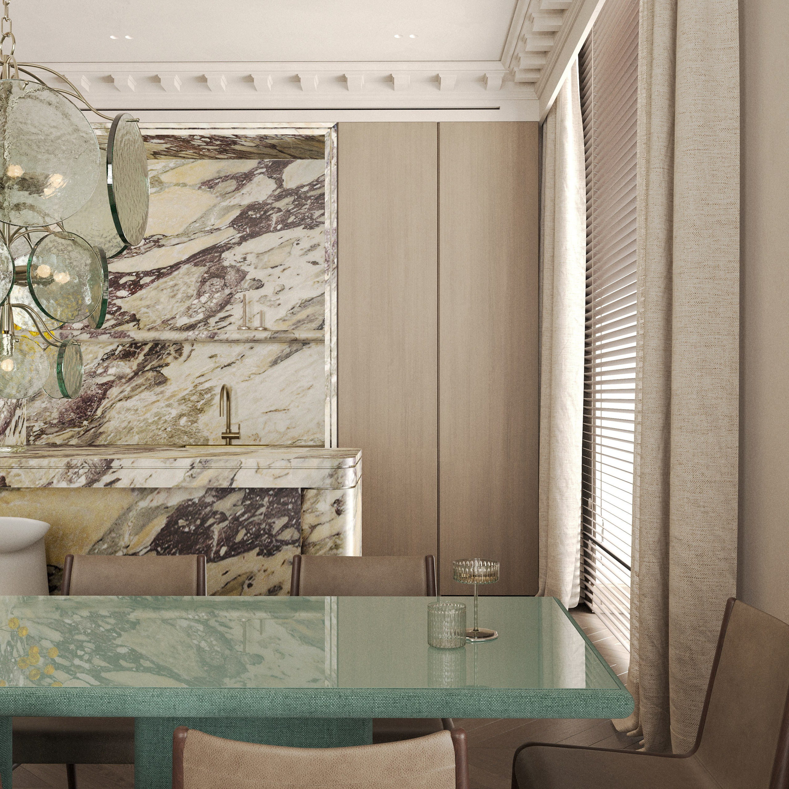 Сдержанная классика с элементами современности в квартире в Москве 135 m². SHAIMERDINOVA INTERIORS