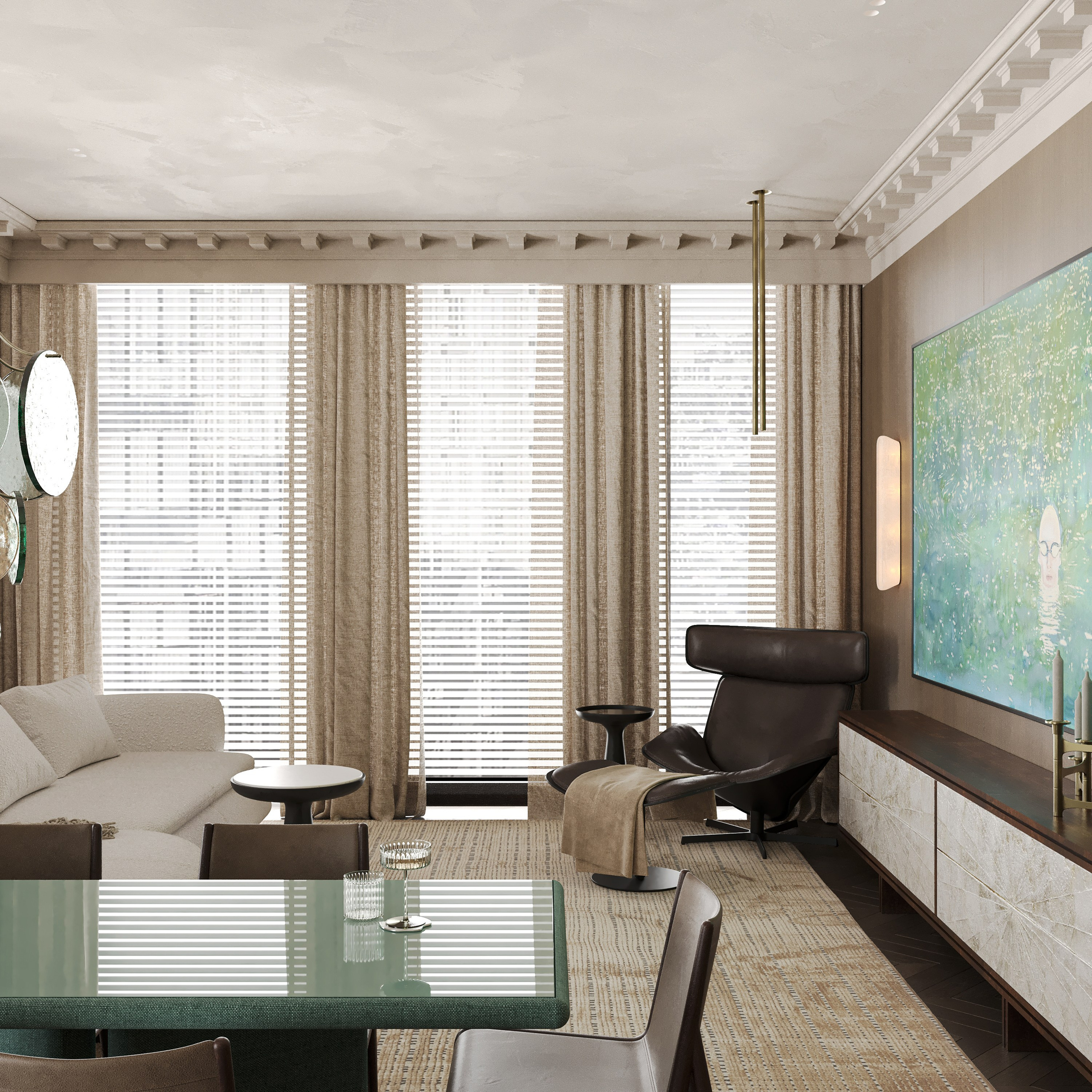 Сдержанная классика с элементами современности в квартире в Москве 135 m². SHAIMERDINOVA INTERIORS