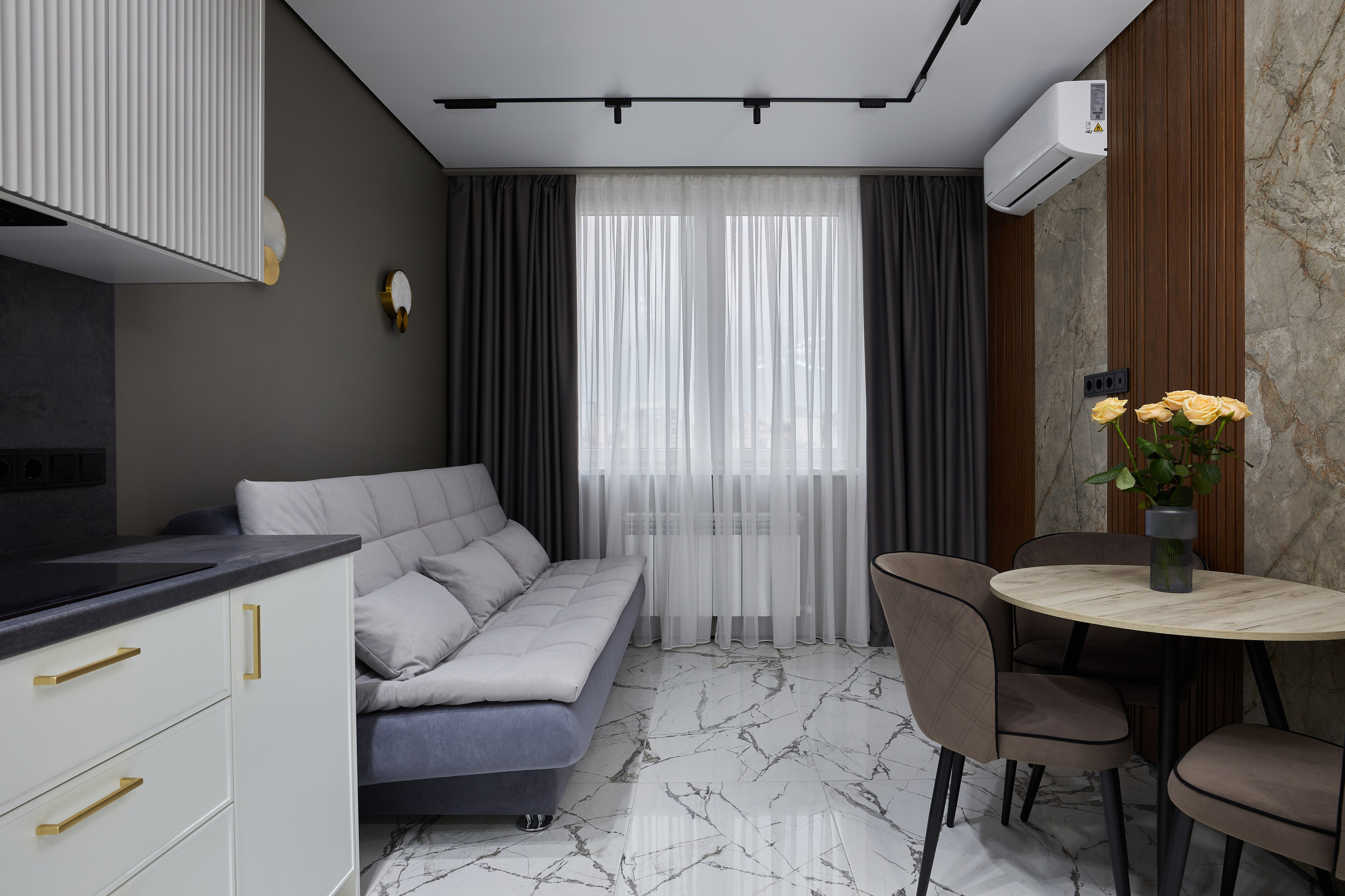 1-КОМНАТНАЯ С ДИЗАЙНЕРСКИМ РЕМОНТОМ В ЖК АЛЬПИЙСКИЙ КВАРТАЛ. Интерьерный фотограф в Сочи Анисимова Ольга