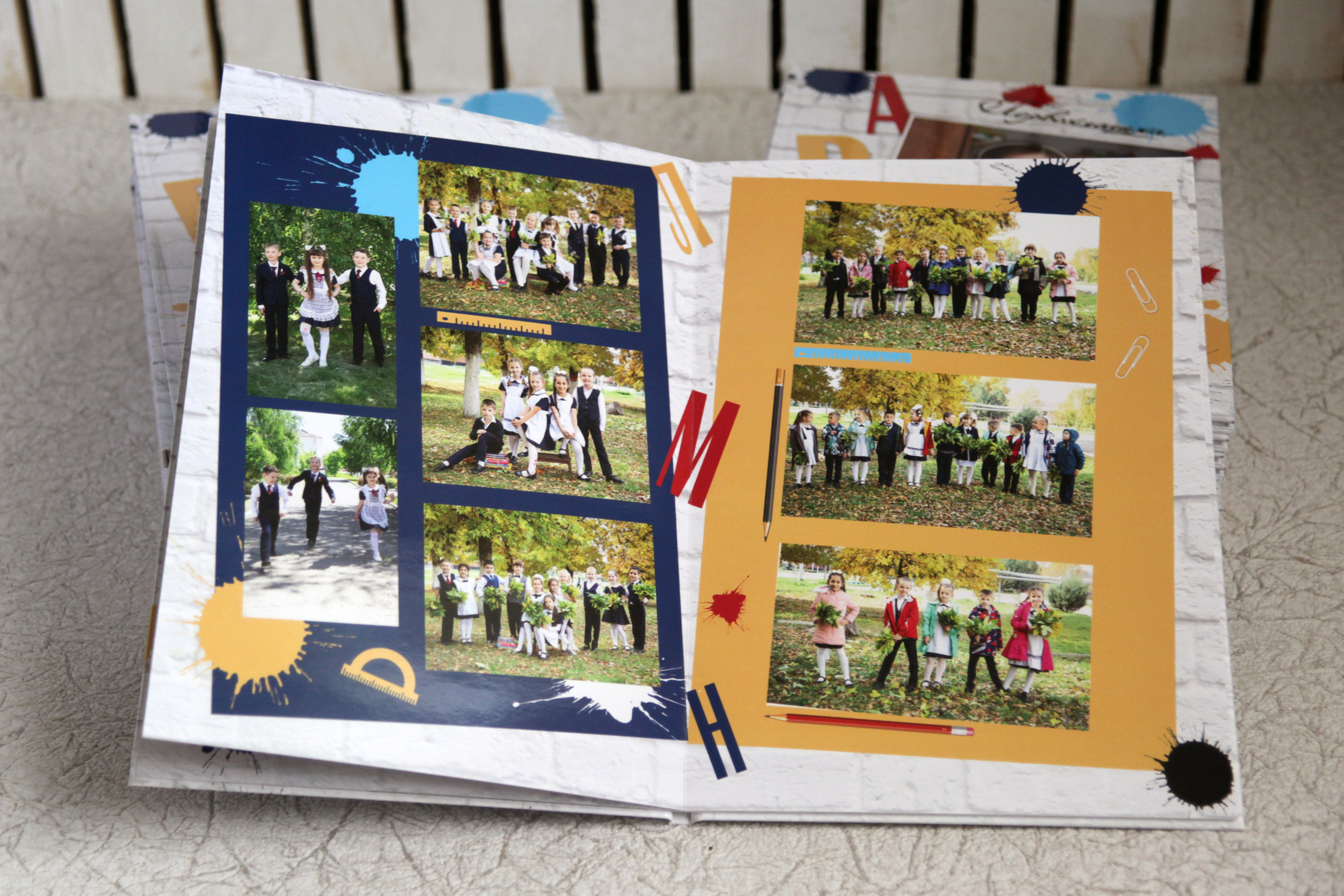 Варианты фотокниг для начальной и старшей школы. Детский школьный и семейный фотограф в Краснодаре