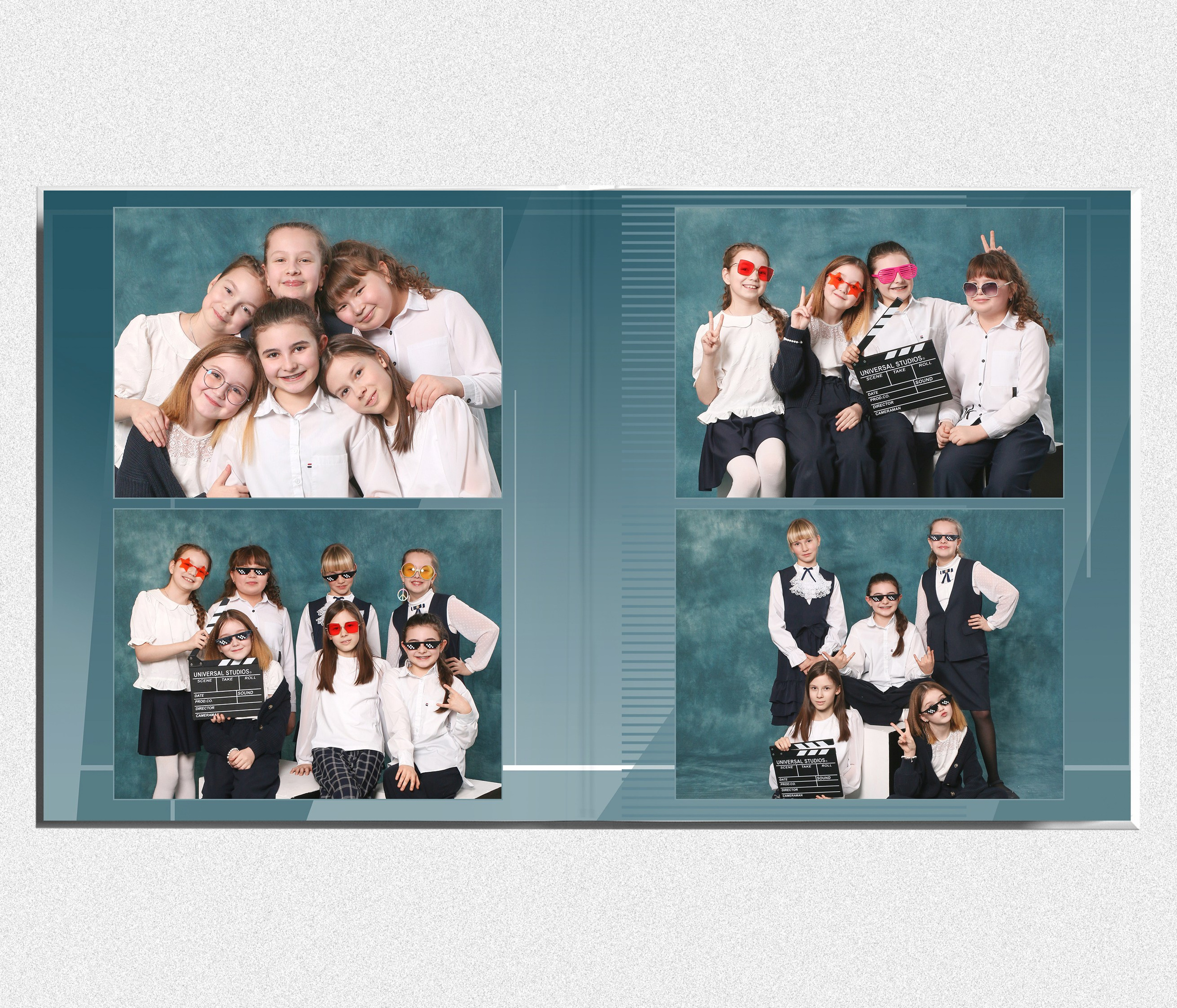 Школьный альбом "Кубы бирюза". Выпускные альбомы в Тюмени для школ, садов, вузов спортивных секций