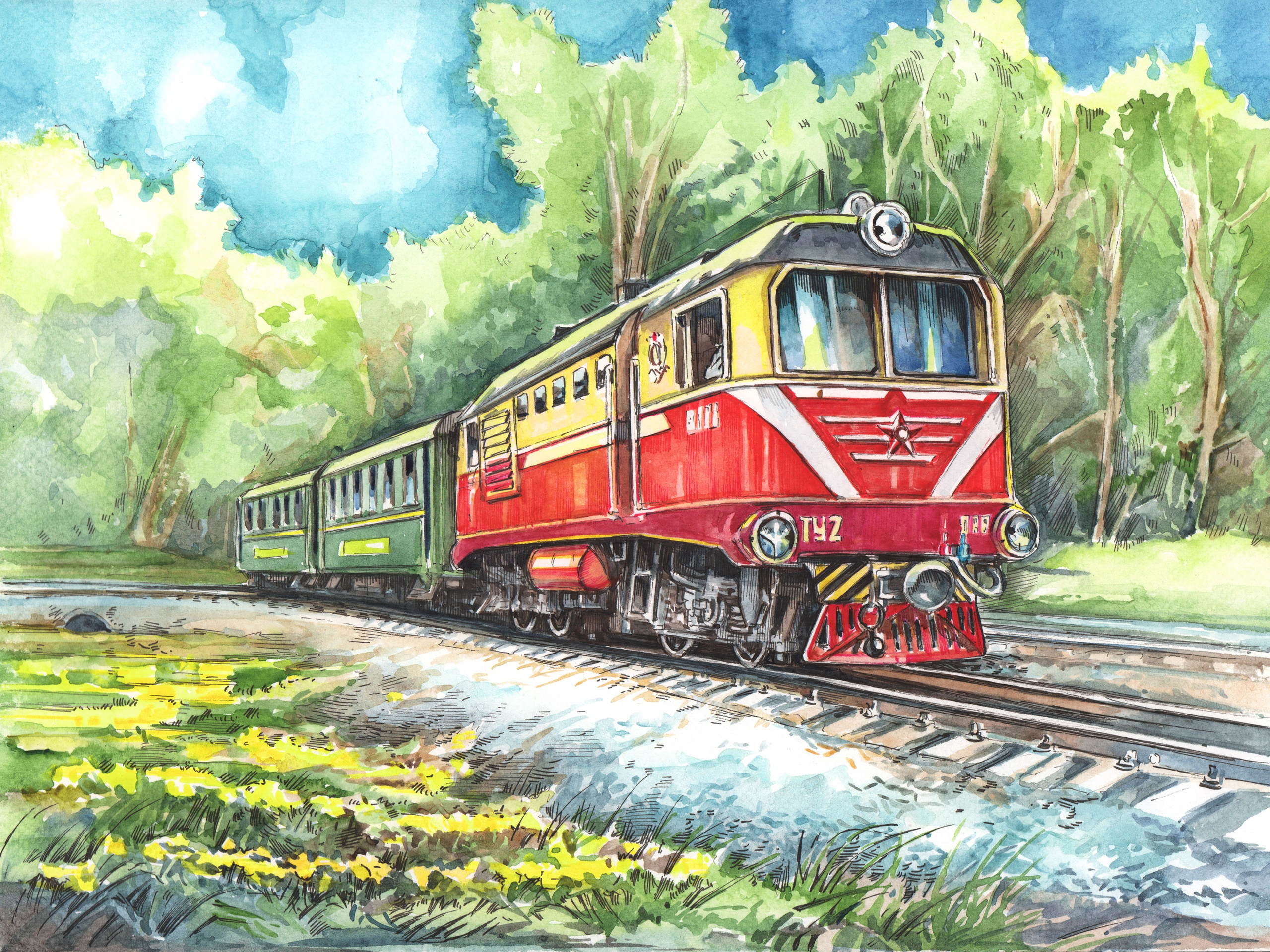 Узкоколейные железные дороги. Художник Александр Петрунин