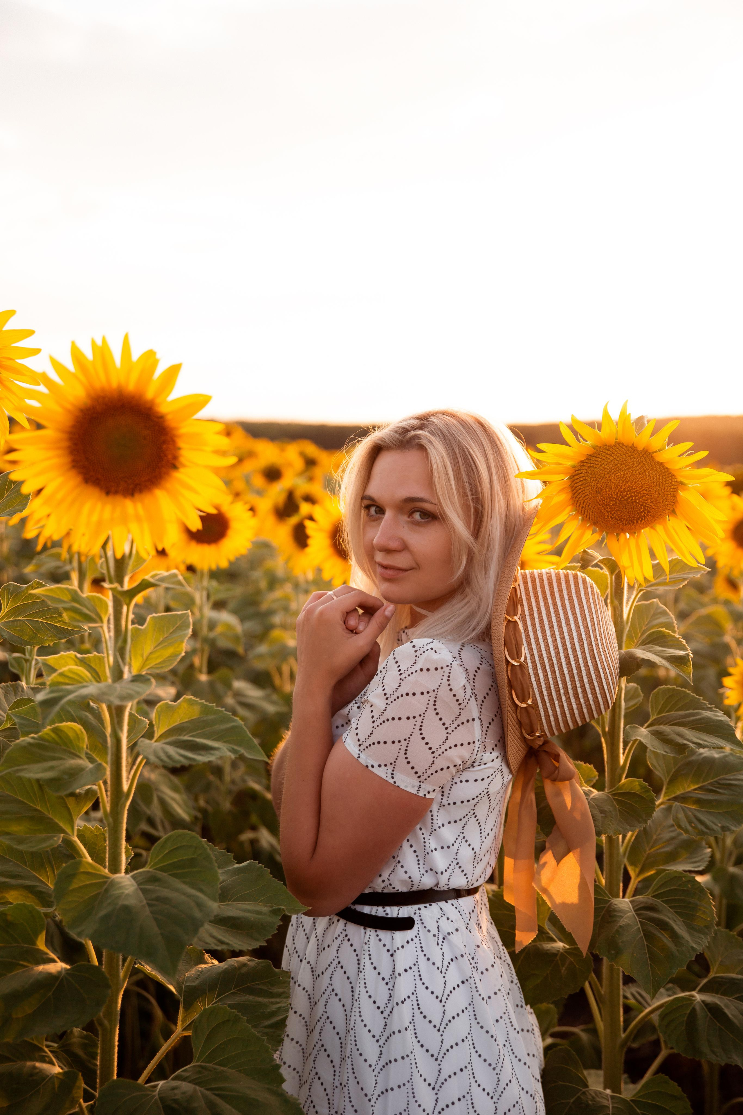 Алена, подсолнухи и закат. Фотограф Ступино, Коломна, Москва