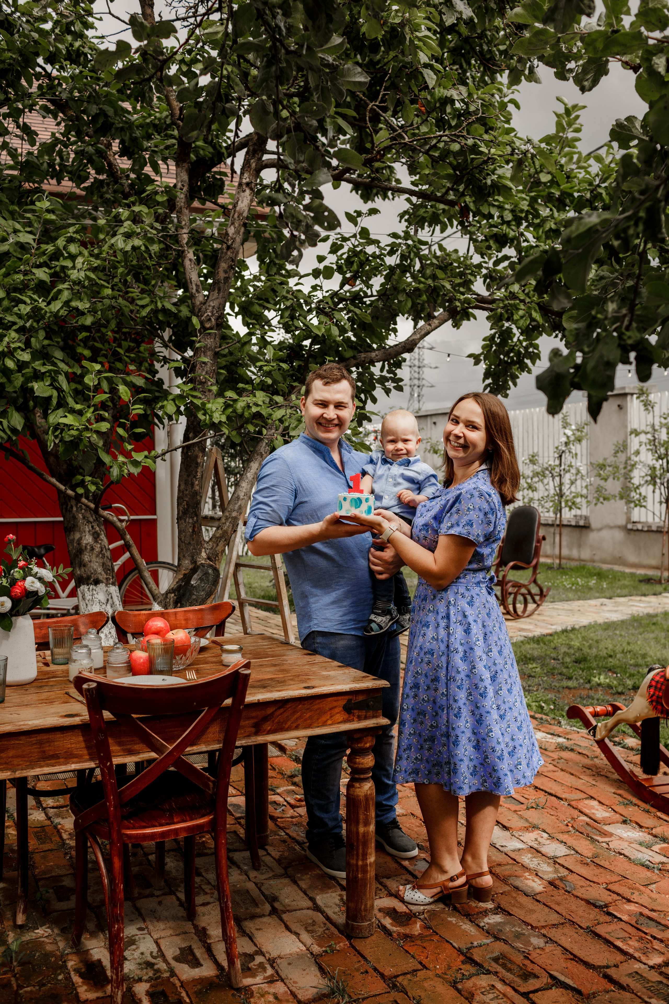 Семья в голубых тонах — стильная фотосессия  