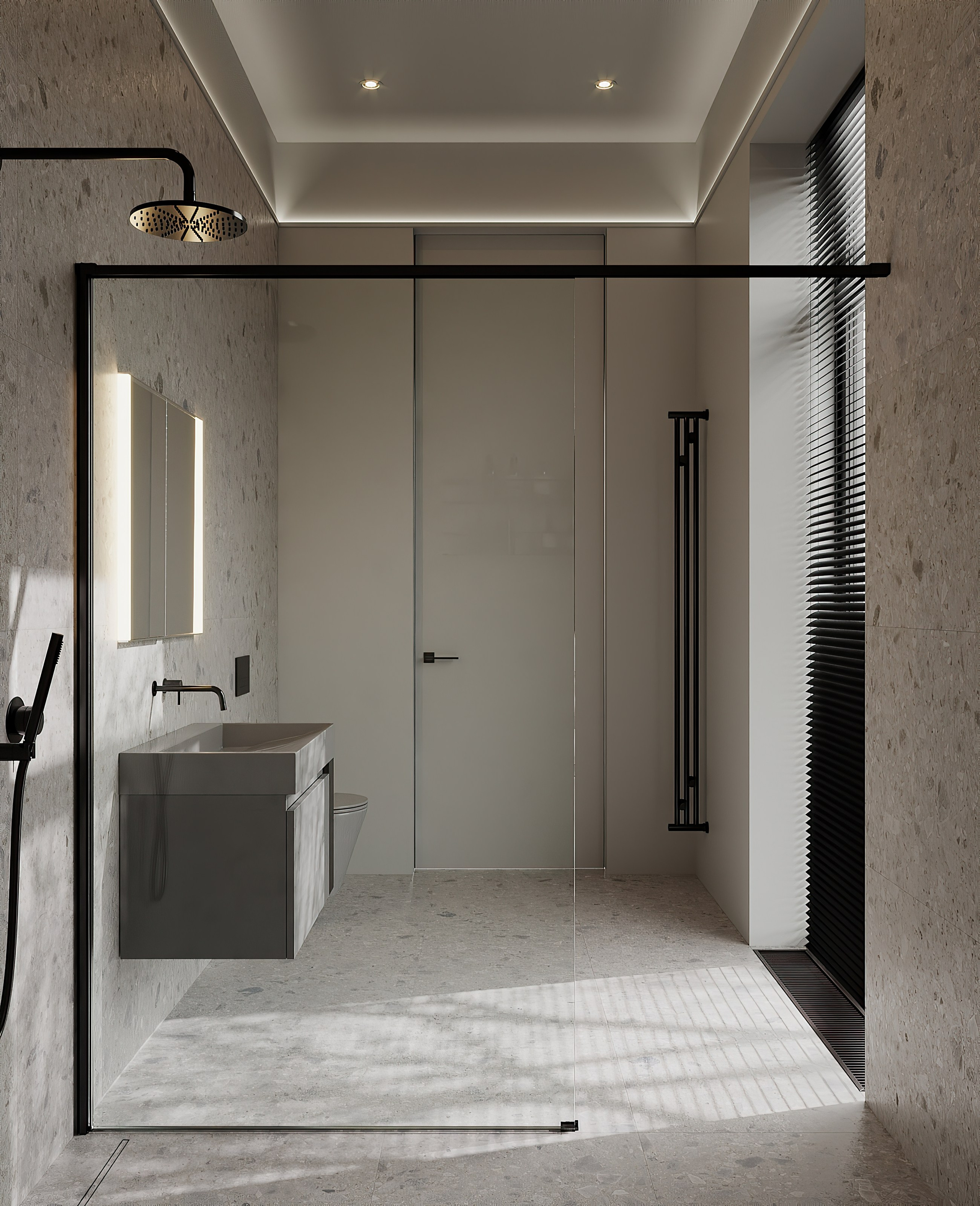 Серый санузел по проекту Мартыновой Н. и Бородиной Е. Визуализатор Векшина Елена