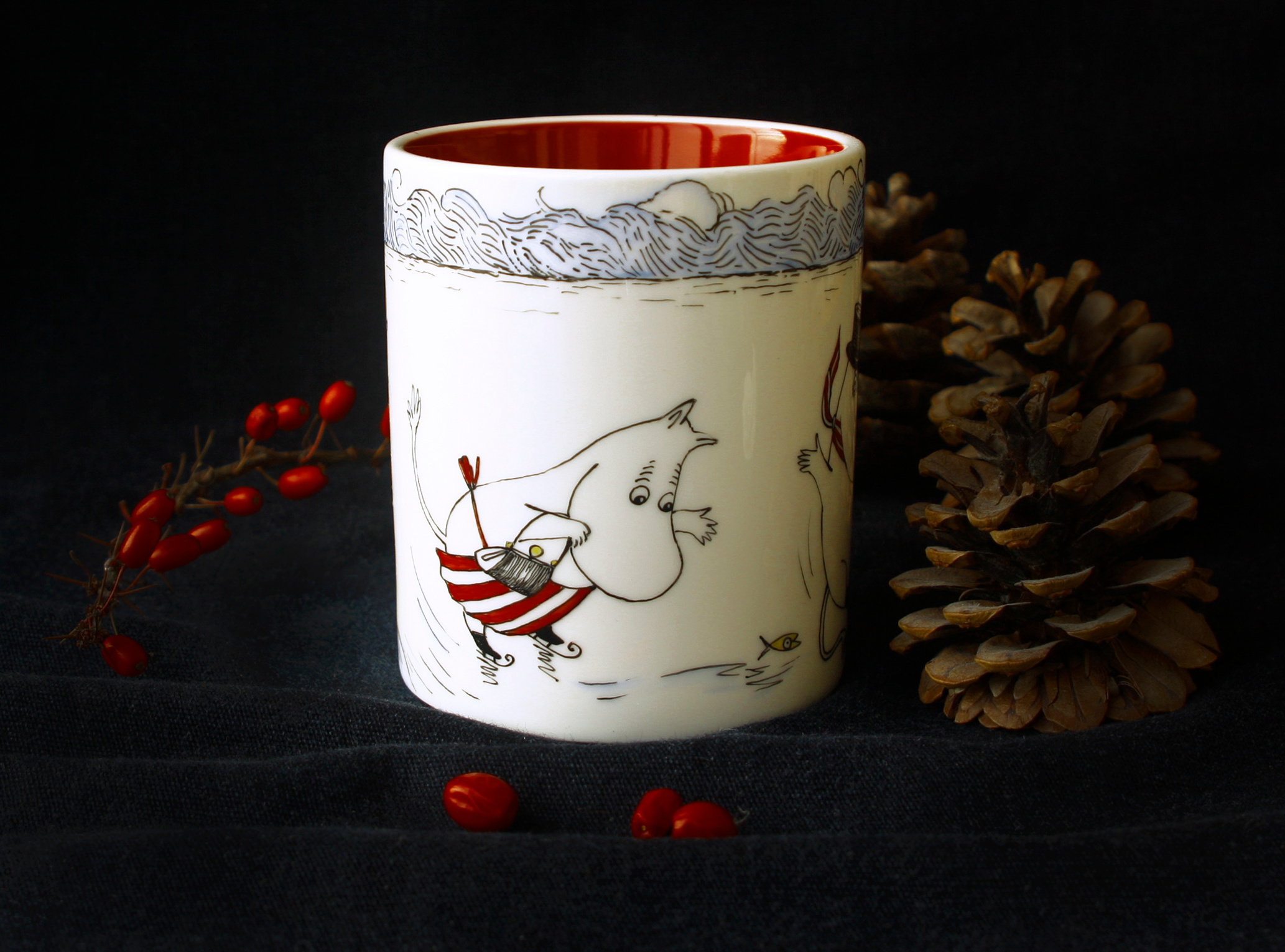 кружка с муми-троллями. Роспись фарфора в Санкт-Петербурге