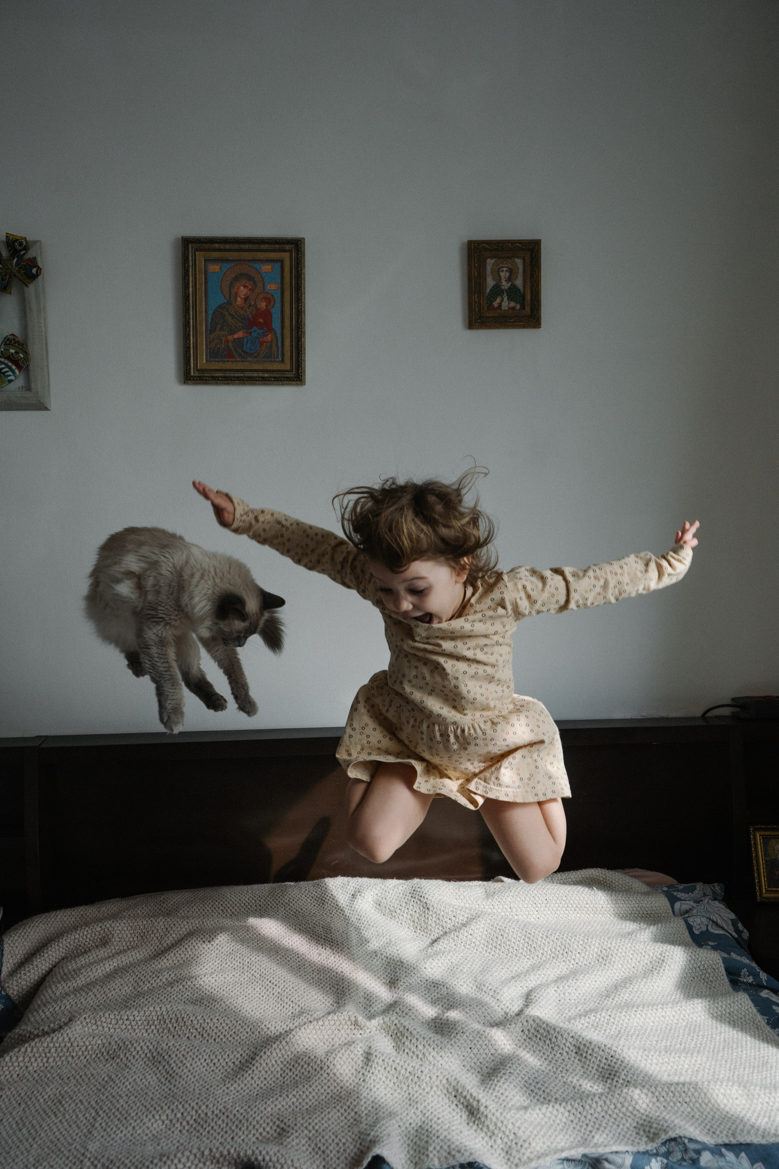 Мама, дочь, кот. Искренний фотограф