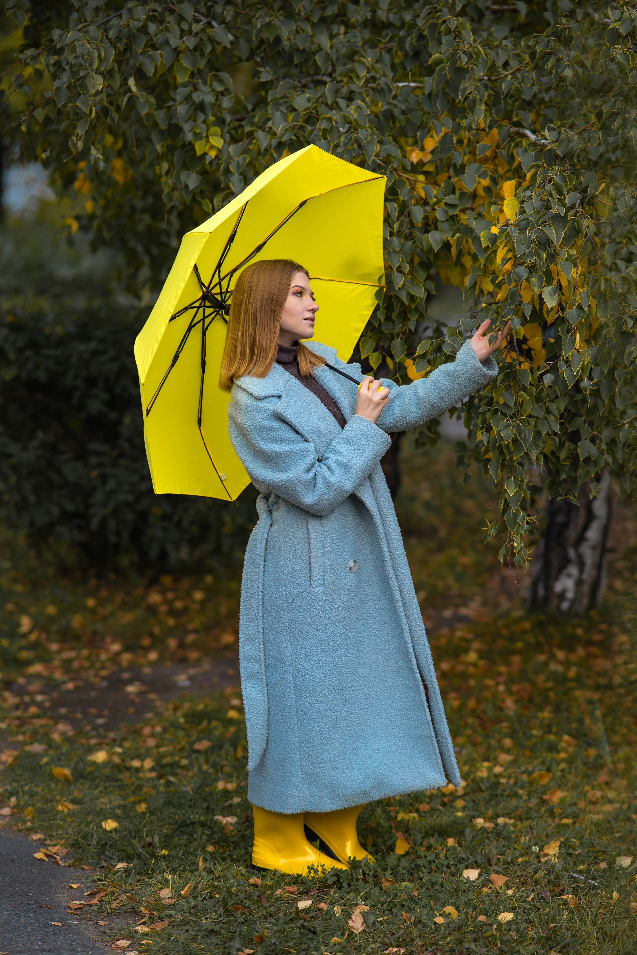 Осенняя индивидуальная съемка на фоне пожелтевших деревьев. Семейный и свадебный фотограф в Абакане Юлия Су