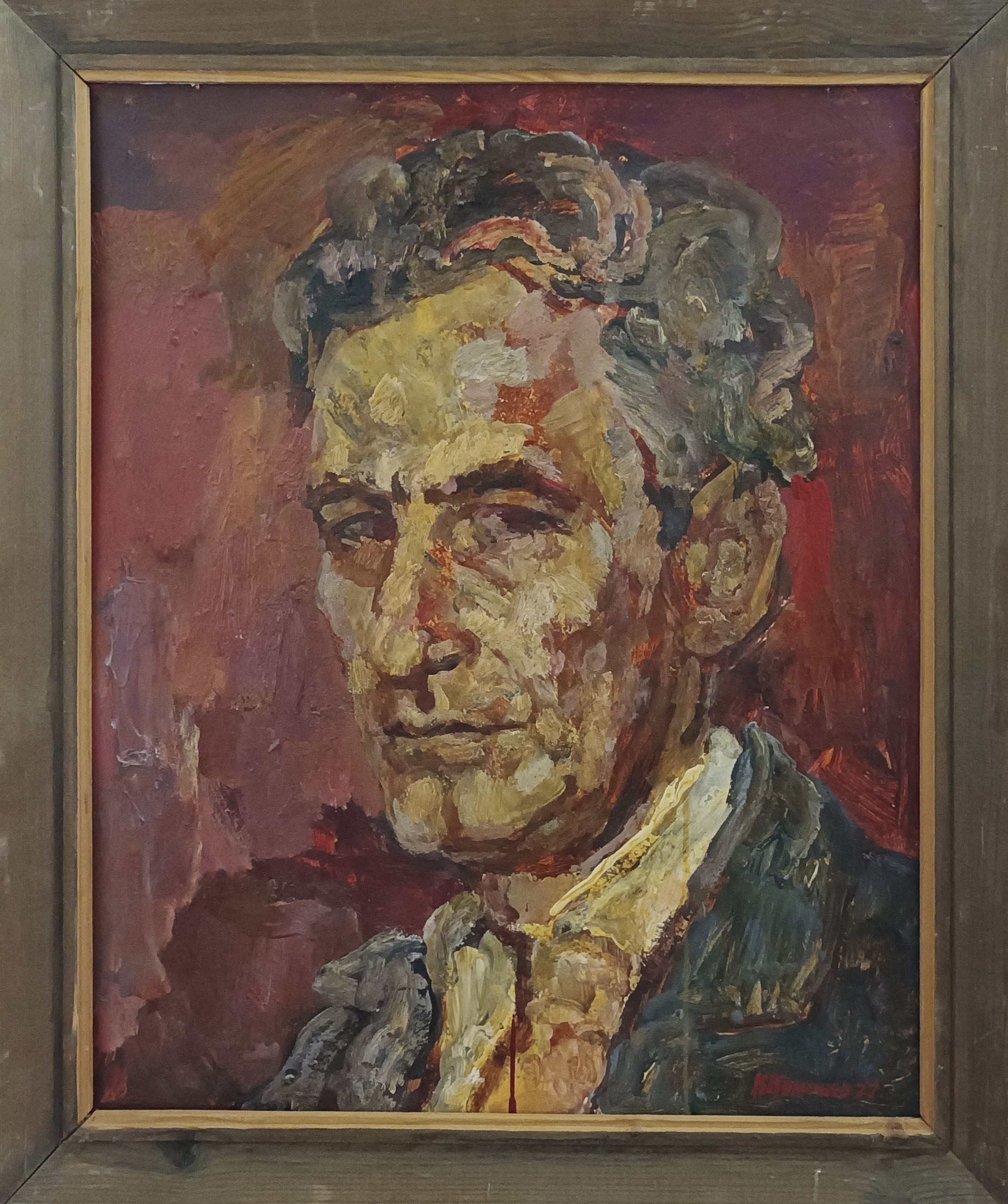 «Автопортрет на красном фоне» 1977 год. Художник Величко Вадим Семёнович