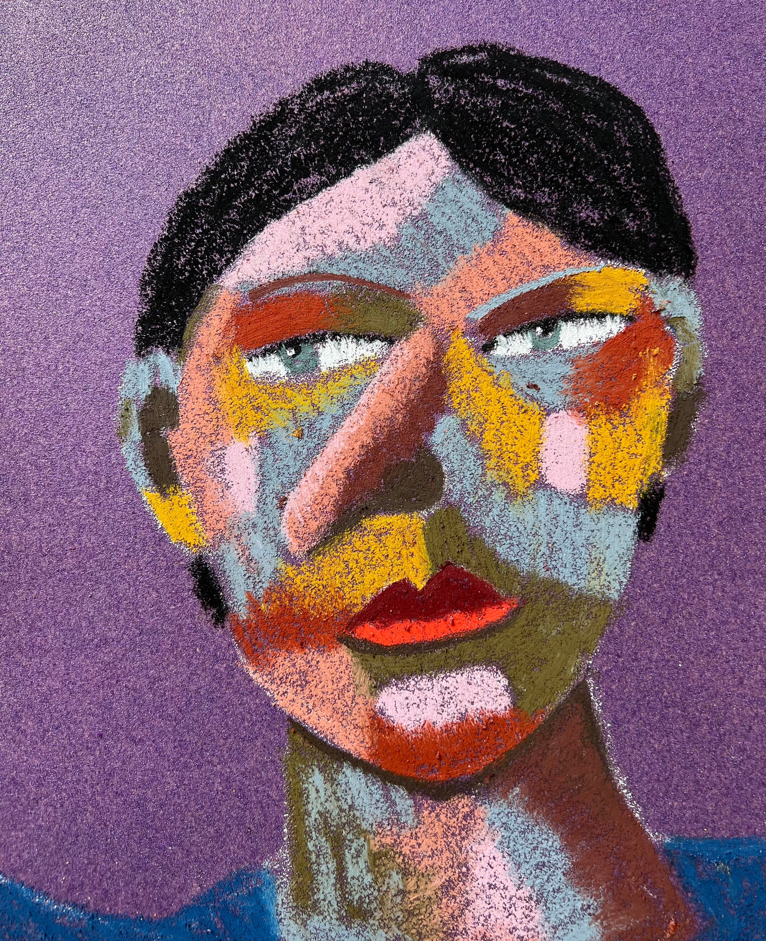 Title: Mathematician  Material: Oil pastel, sandpaper Size: 28 x 23 cm 