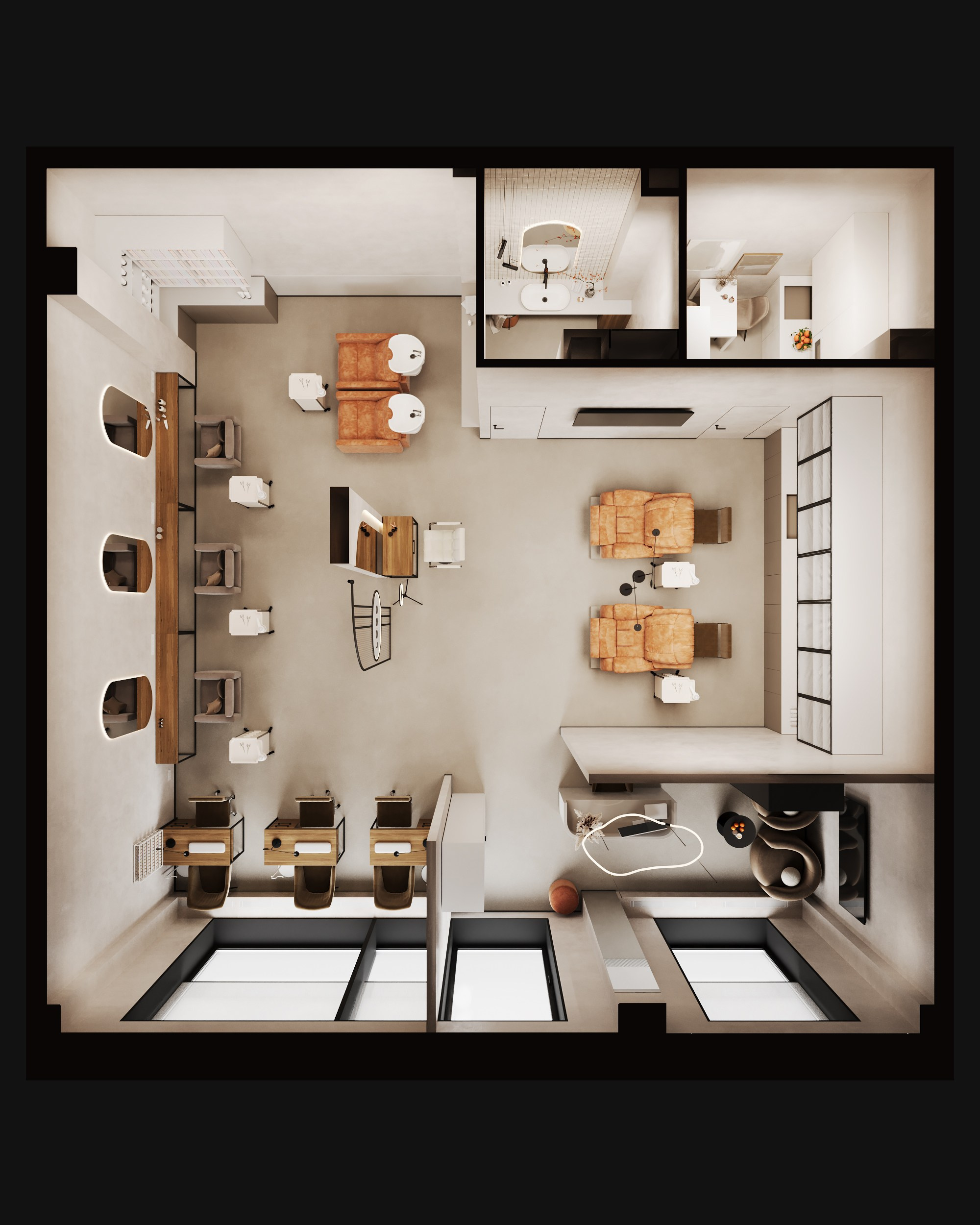 Beauty Salon Tatcher. Дизайн интерьера | 3D визуализация | Миланская Марина